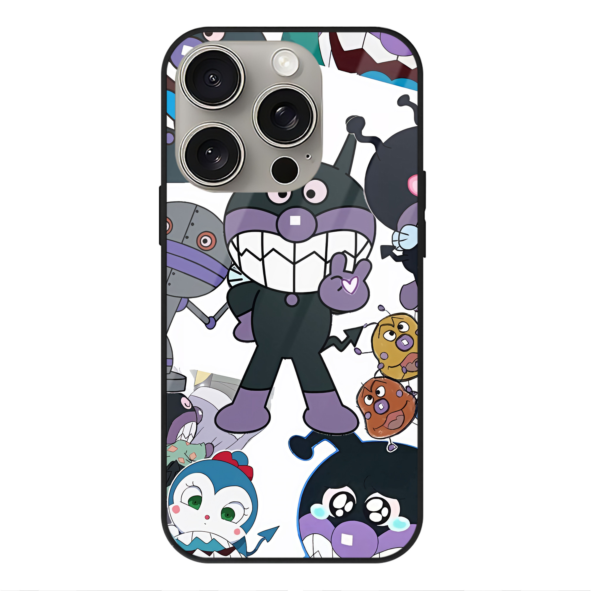 （画像用） アンパンマン Anpanman 【iPhone15Pro対応】スマホケース 耐衝撃＆黄変防止 背面ガラス