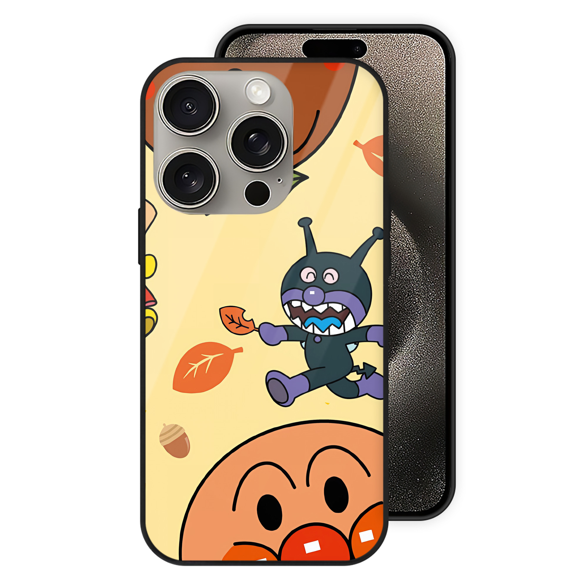 （画像用） アンパンマン Anpanman 【iPhone15Pro対応】スマホケース 耐衝撃＆黄変防止 背面ガラス