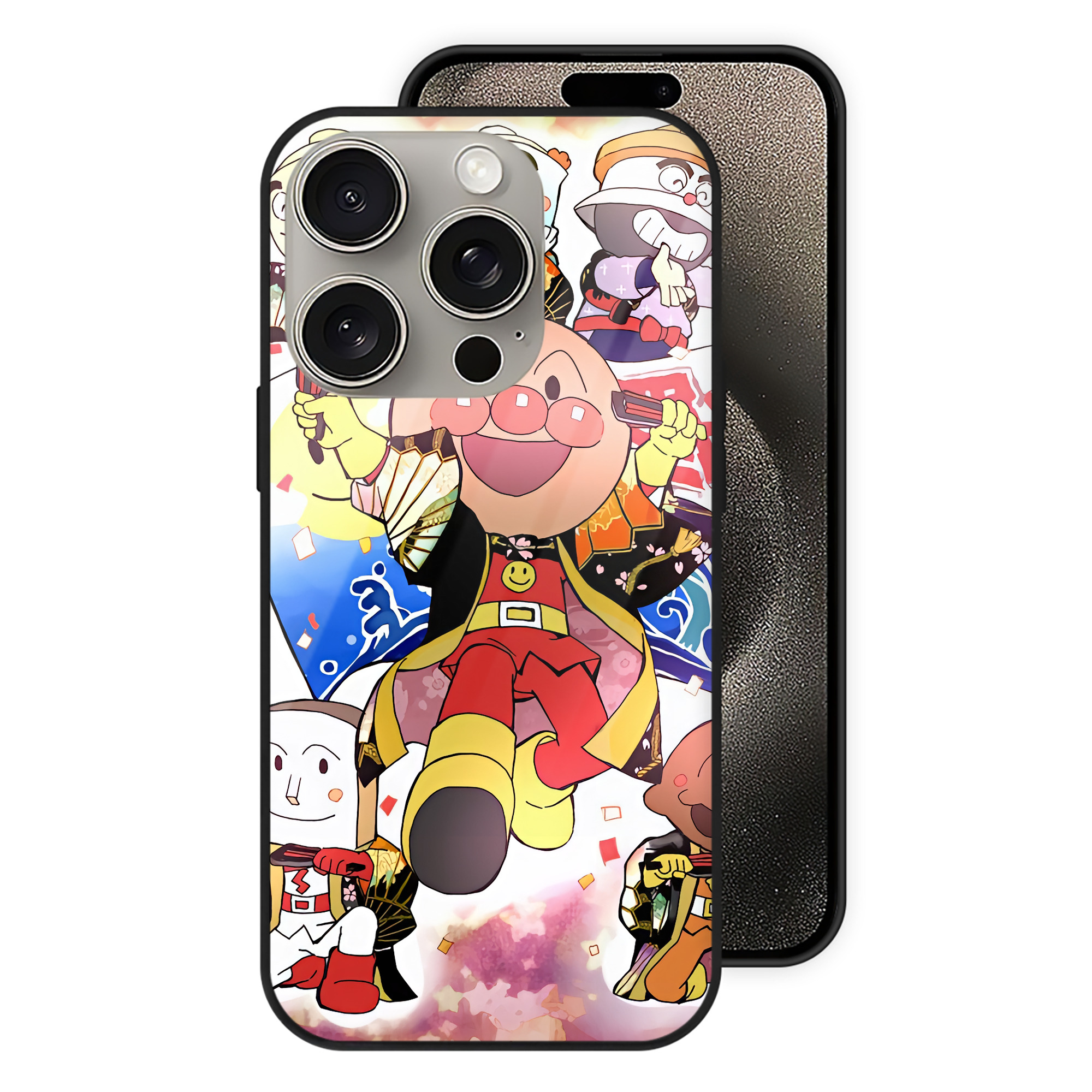 （画像用） アンパンマン Anpanman 【iPhone15Pro対応】スマホケース 耐衝撃＆黄変防止 背面ガラス