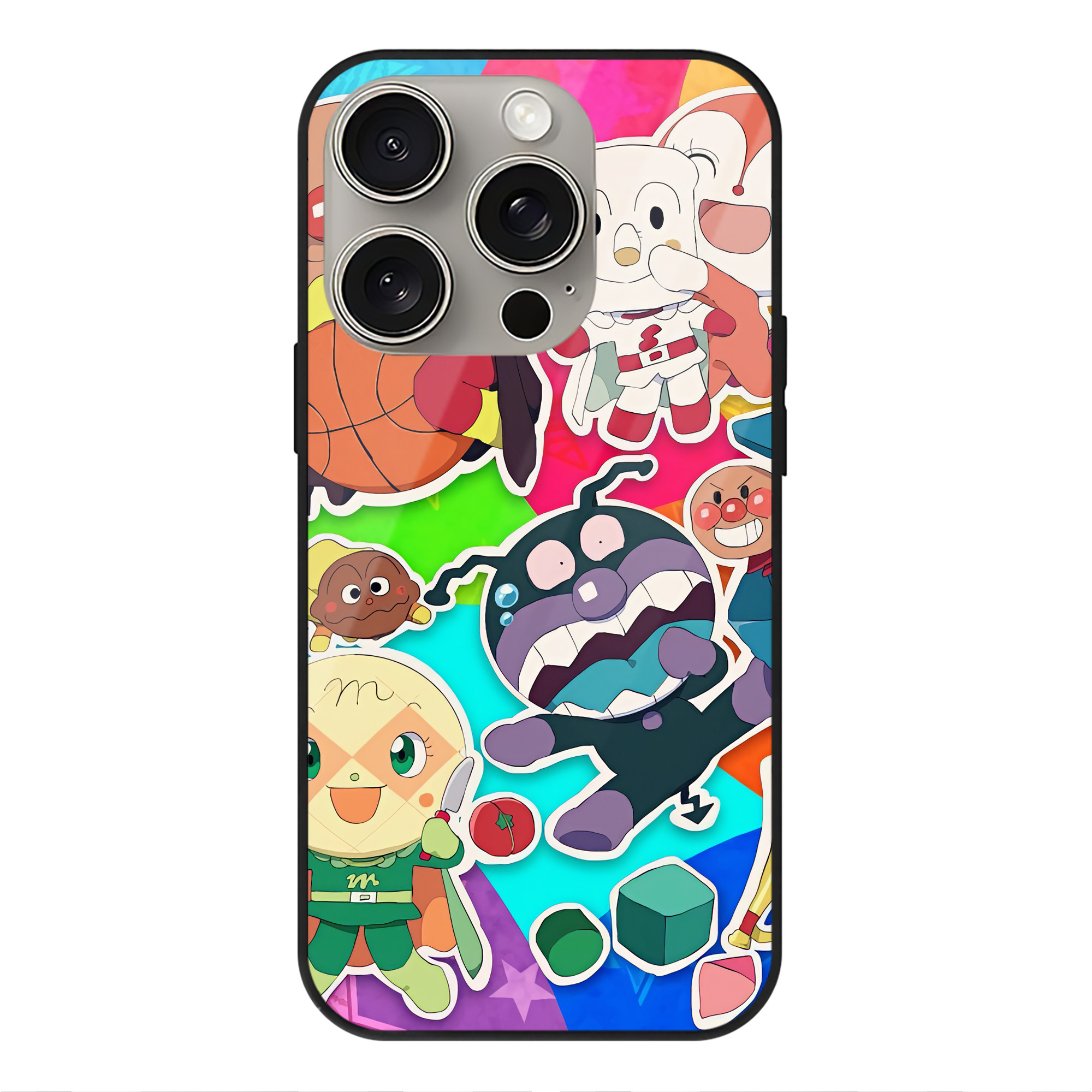 （画像用） アンパンマン Anpanman 【iPhone15Pro対応】スマホケース 耐衝撃＆黄変防止 背面ガラス