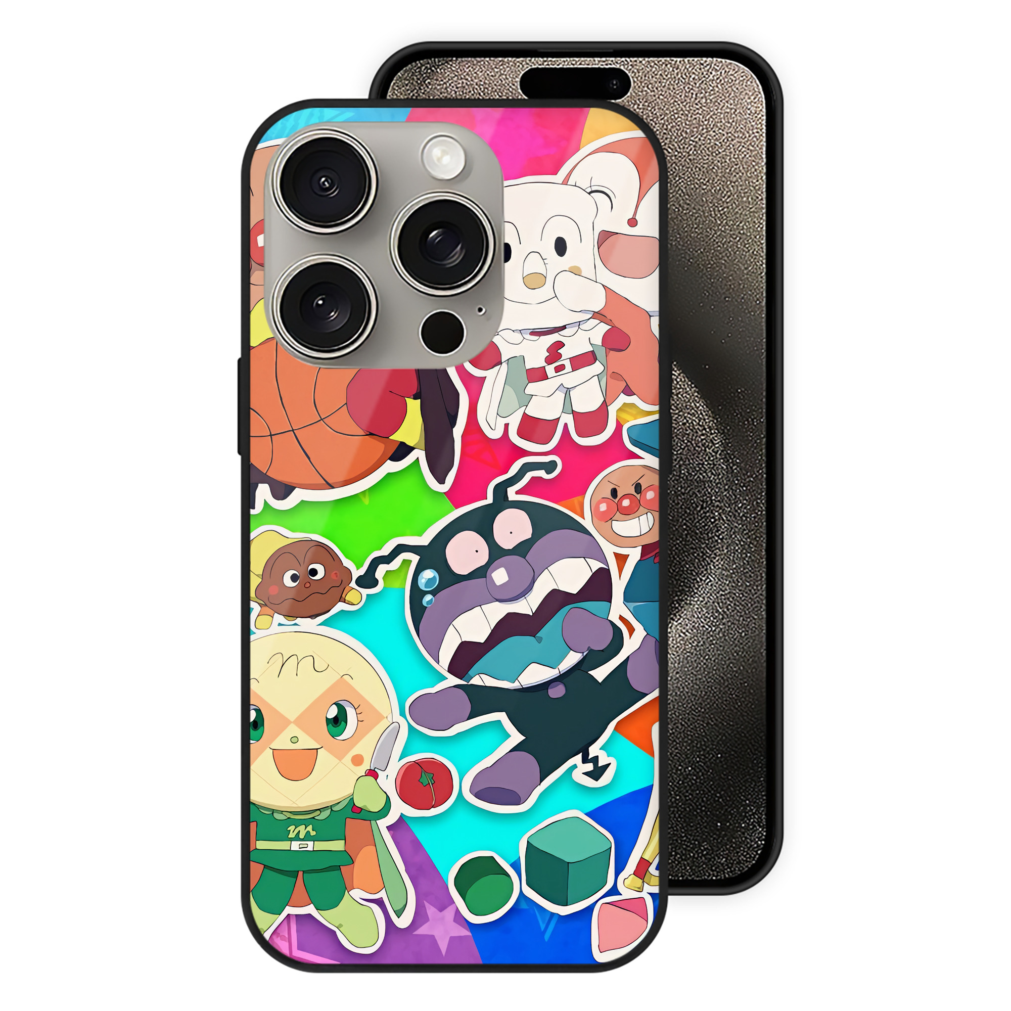 （画像用） アンパンマン Anpanman 【iPhone15Pro対応】スマホケース 耐衝撃＆黄変防止 背面ガラス
