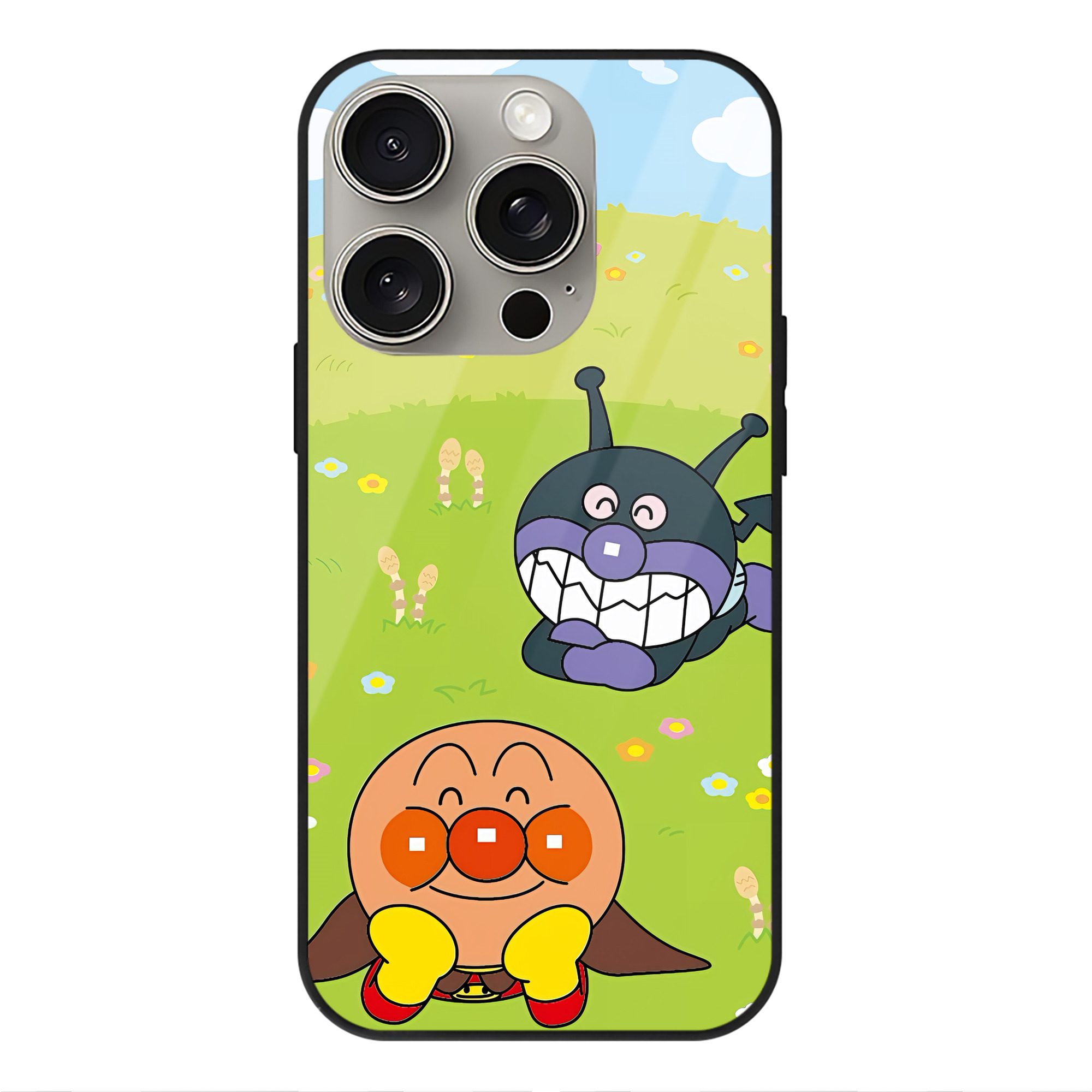 （画像用） アンパンマン Anpanman 【iPhone15Pro対応】スマホケース 耐衝撃＆黄変防止 背面ガラス