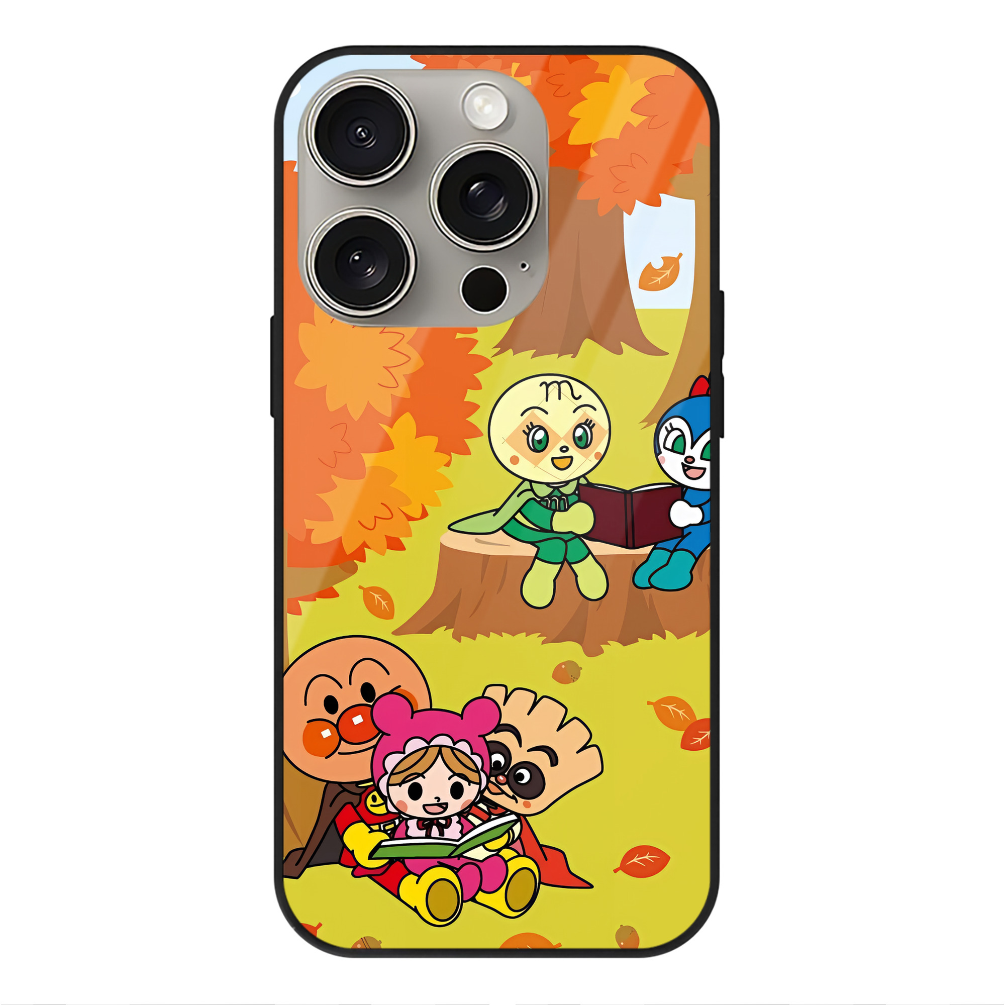 （画像用） アンパンマン Anpanman 【iPhone15Pro対応】スマホケース 耐衝撃＆黄変防止 背面ガラス