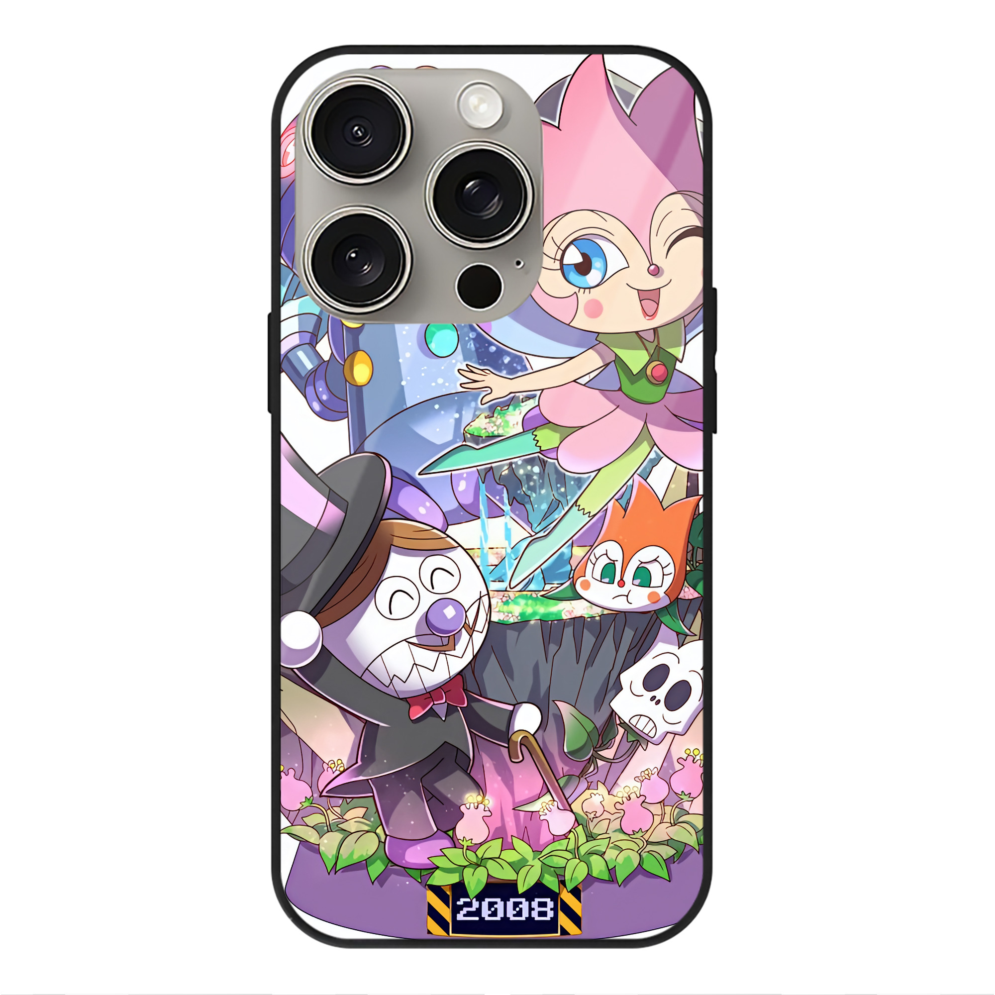 （画像用） アンパンマン Anpanman 【iPhone15Pro対応】スマホケース 耐衝撃＆黄変防止 背面ガラス