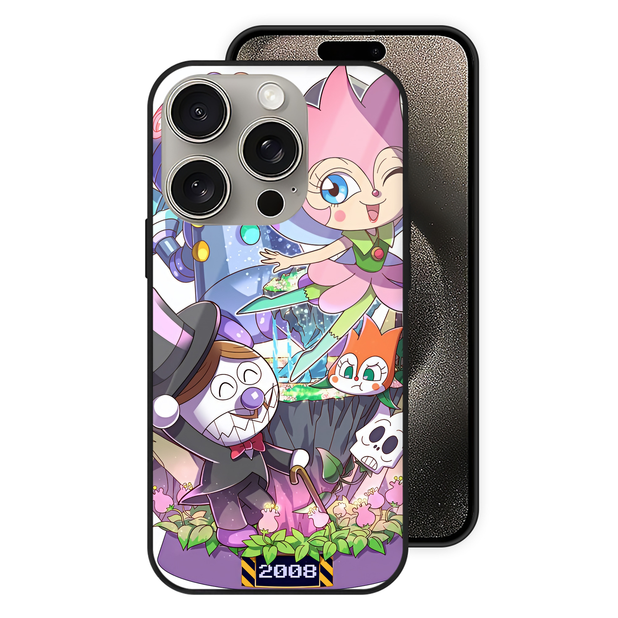 （画像用） アンパンマン Anpanman 【iPhone15Pro対応】スマホケース 耐衝撃＆黄変防止 背面ガラス