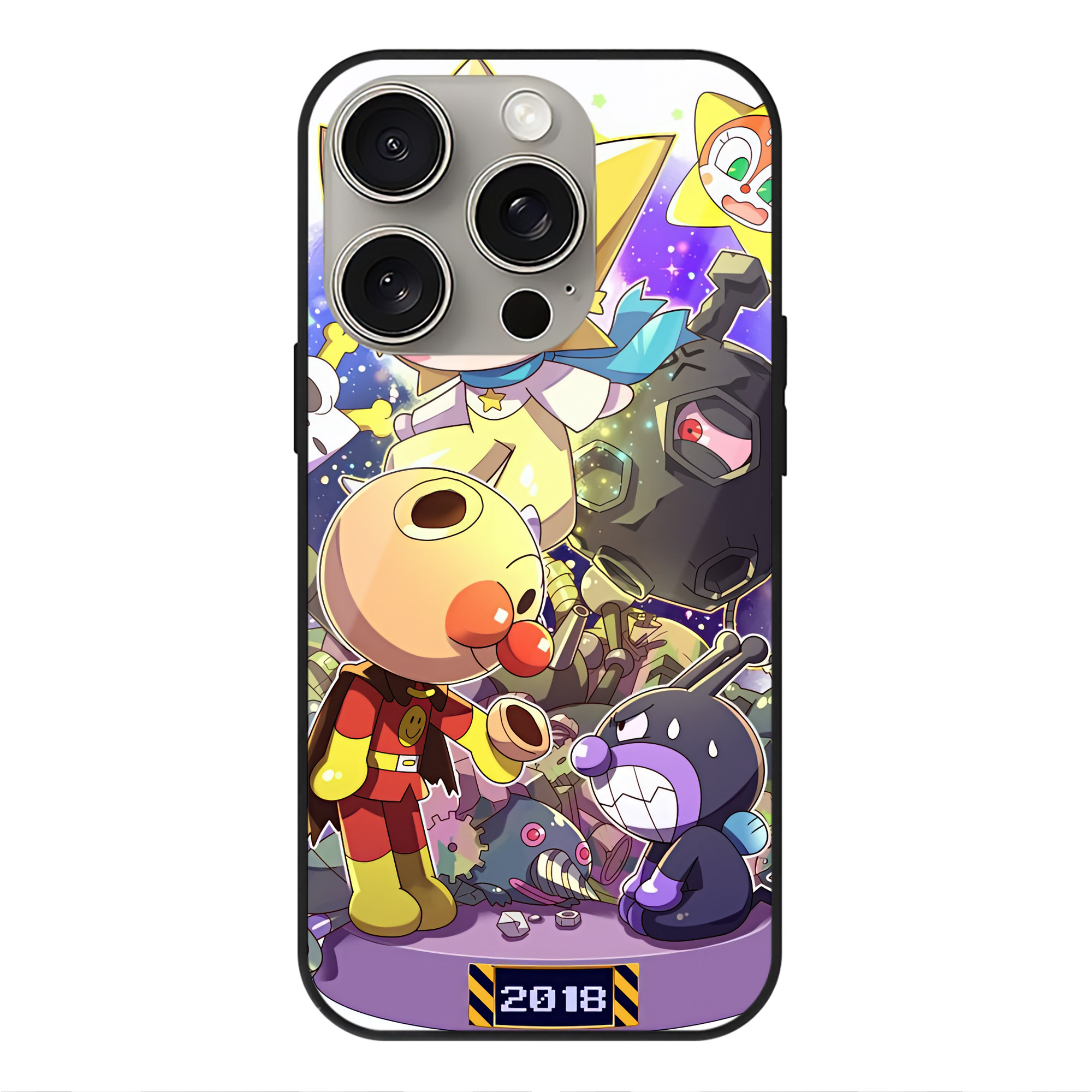 （画像用） アンパンマン Anpanman 【iPhone15Pro対応】スマホケース 耐衝撃＆黄変防止 背面ガラス