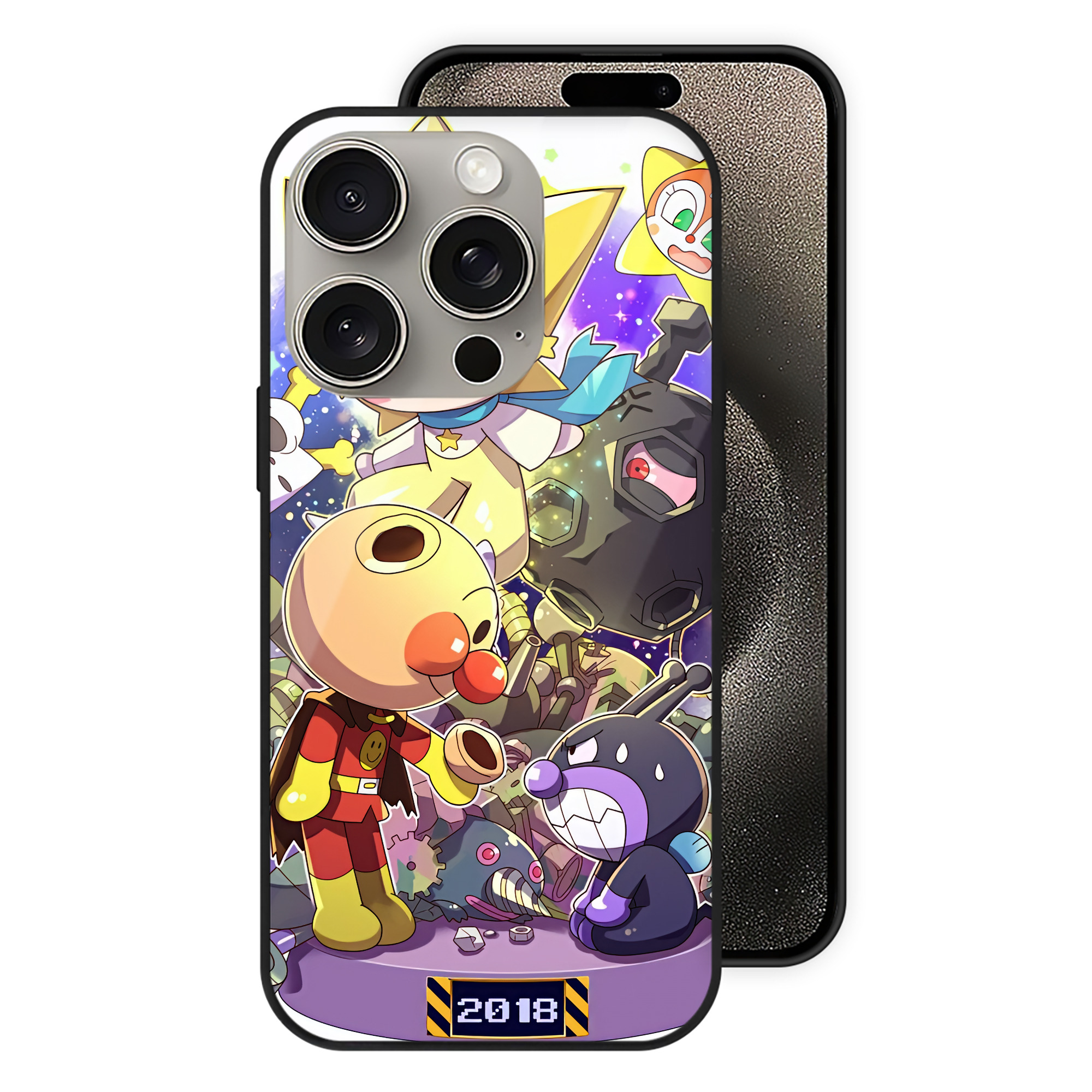 （画像用） アンパンマン Anpanman 【iPhone15Pro対応】スマホケース 耐衝撃＆黄変防止 背面ガラス