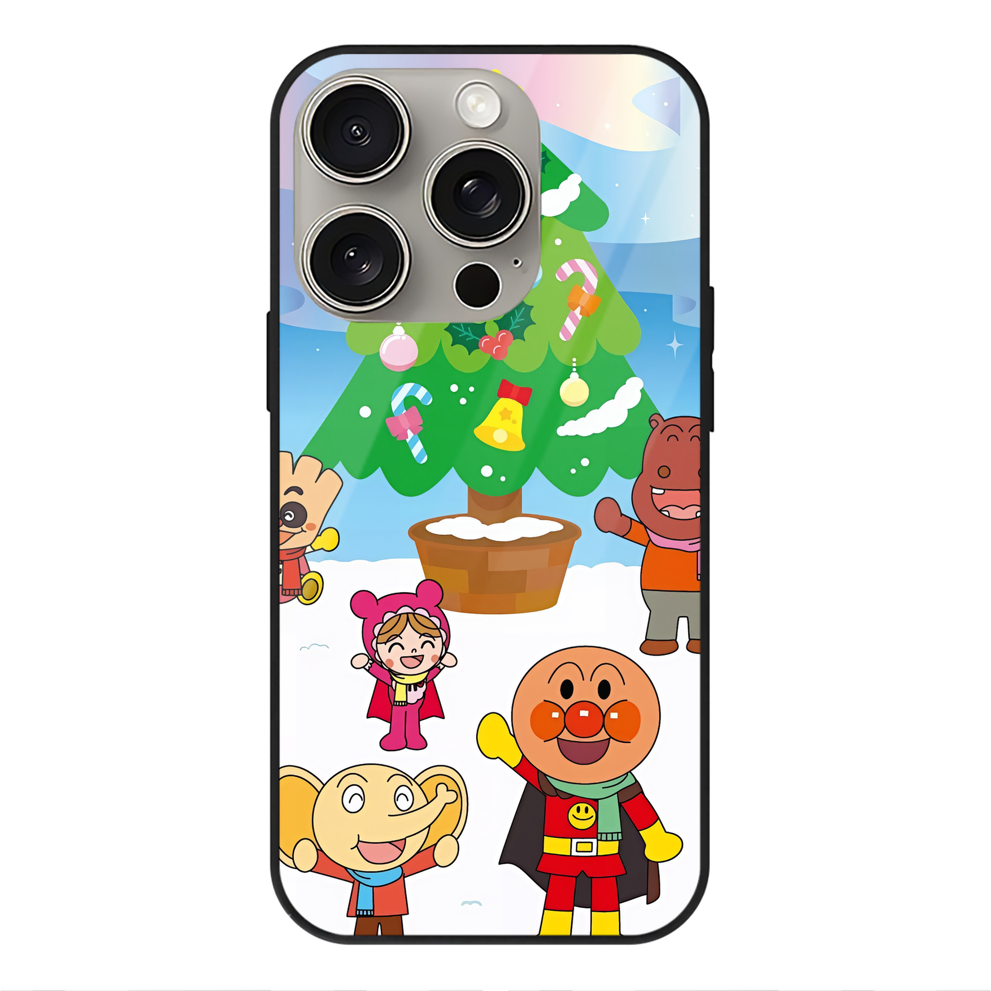（画像用） アンパンマン Anpanman 【iPhone15Pro対応】スマホケース 耐衝撃＆黄変防止 背面ガラス
