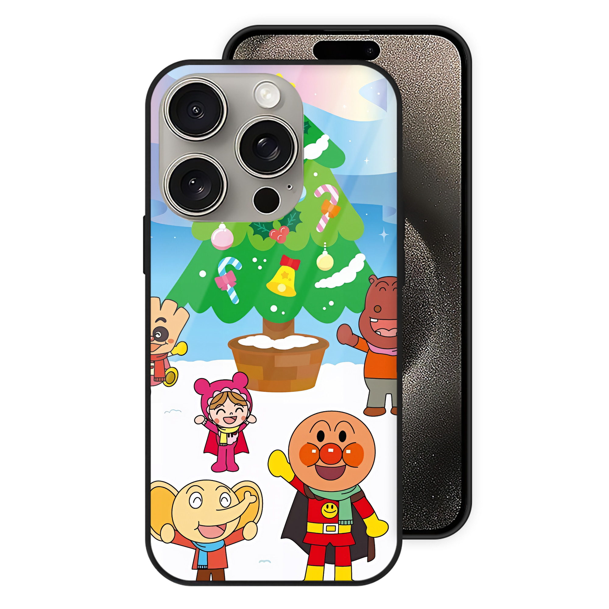 （画像用） アンパンマン Anpanman 【iPhone15Pro対応】スマホケース 耐衝撃＆黄変防止 背面ガラス