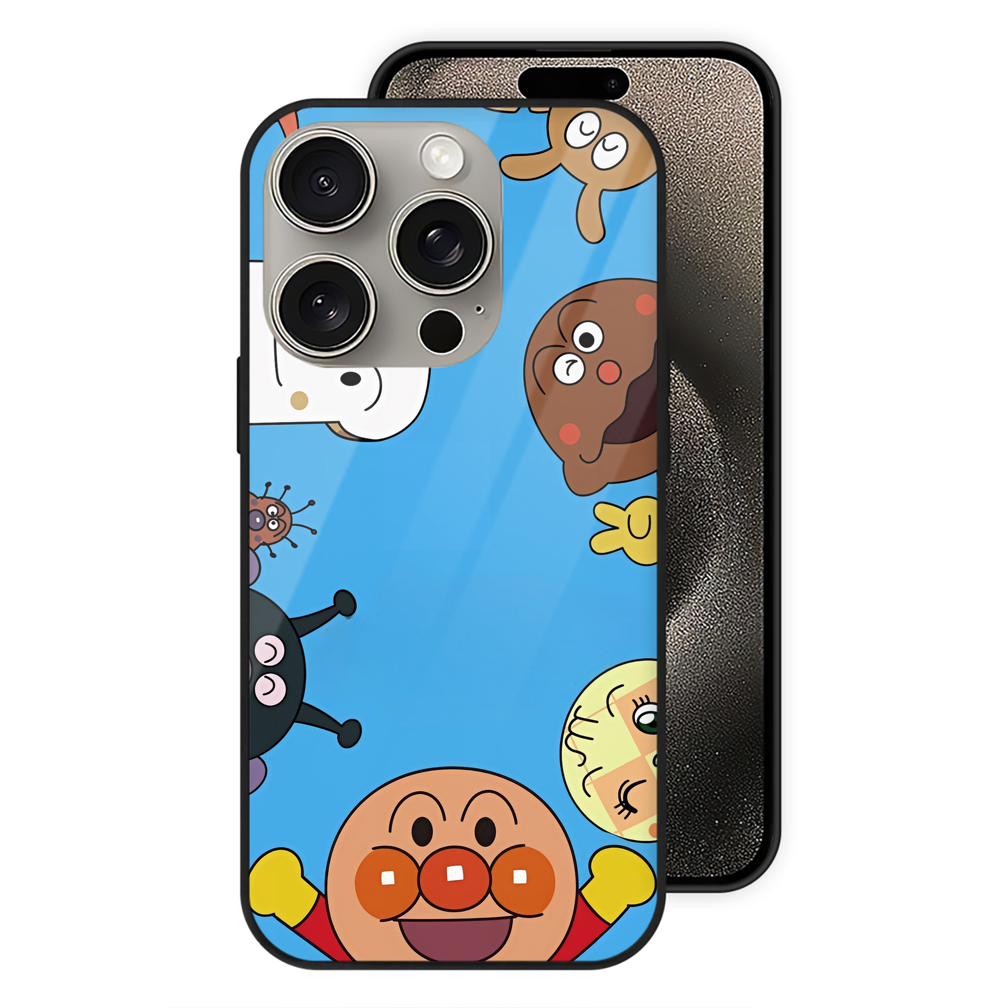 （画像用） アンパンマン Anpanman 【iPhone15Pro対応】スマホケース 耐衝撃＆黄変防止 背面ガラス