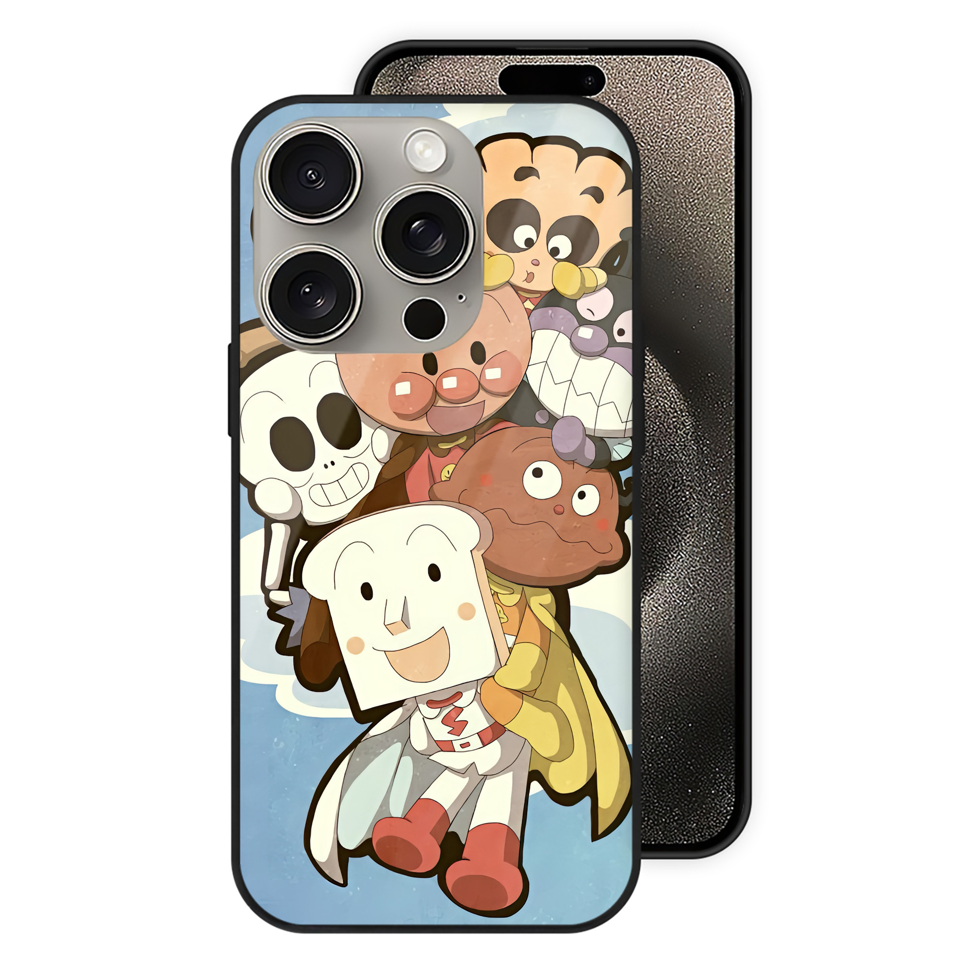 （画像用） アンパンマン Anpanman 【iPhone15Pro対応】スマホケース 耐衝撃＆黄変防止 背面ガラス