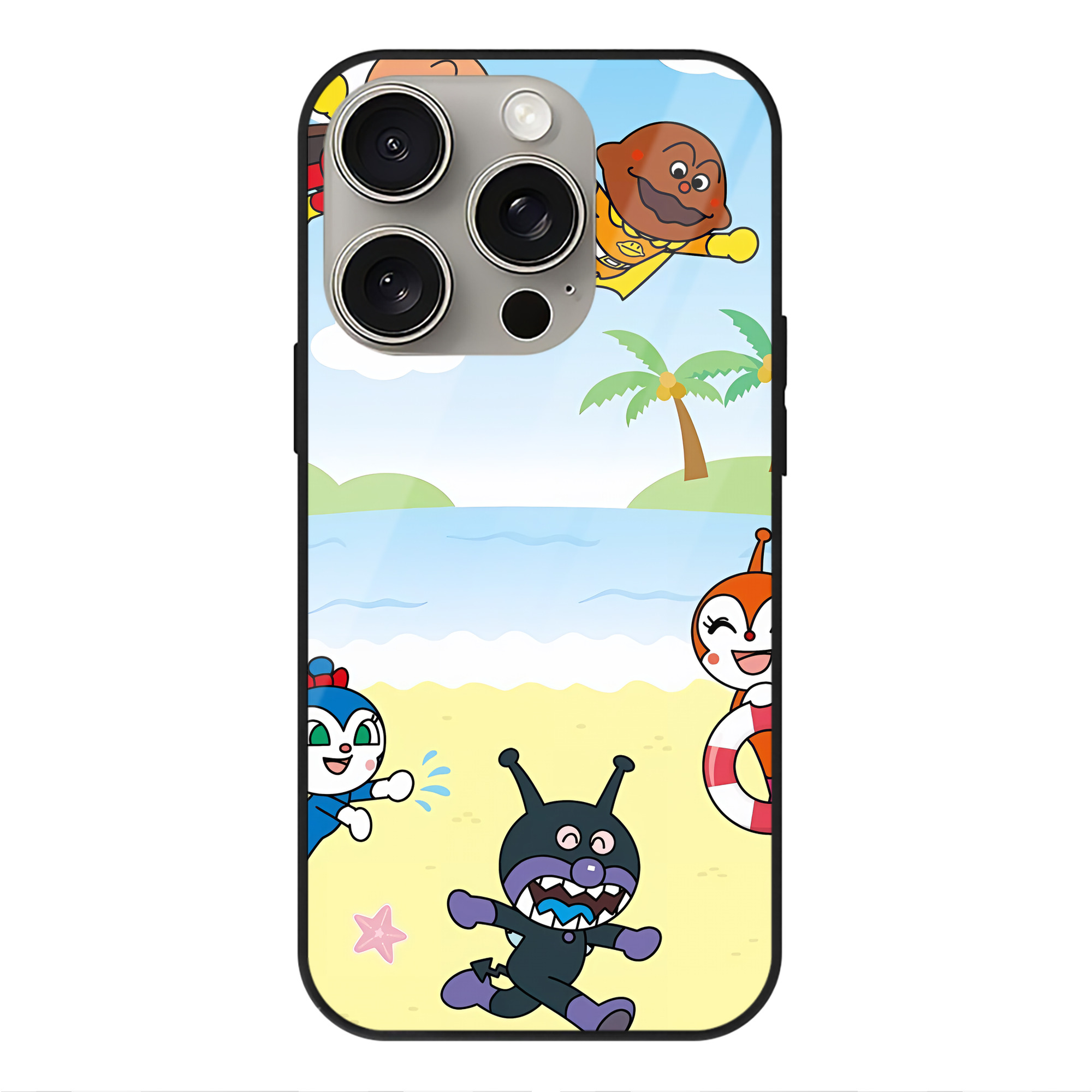 （画像用） アンパンマン Anpanman 【iPhone15Pro対応】スマホケース 耐衝撃＆黄変防止 背面ガラス
