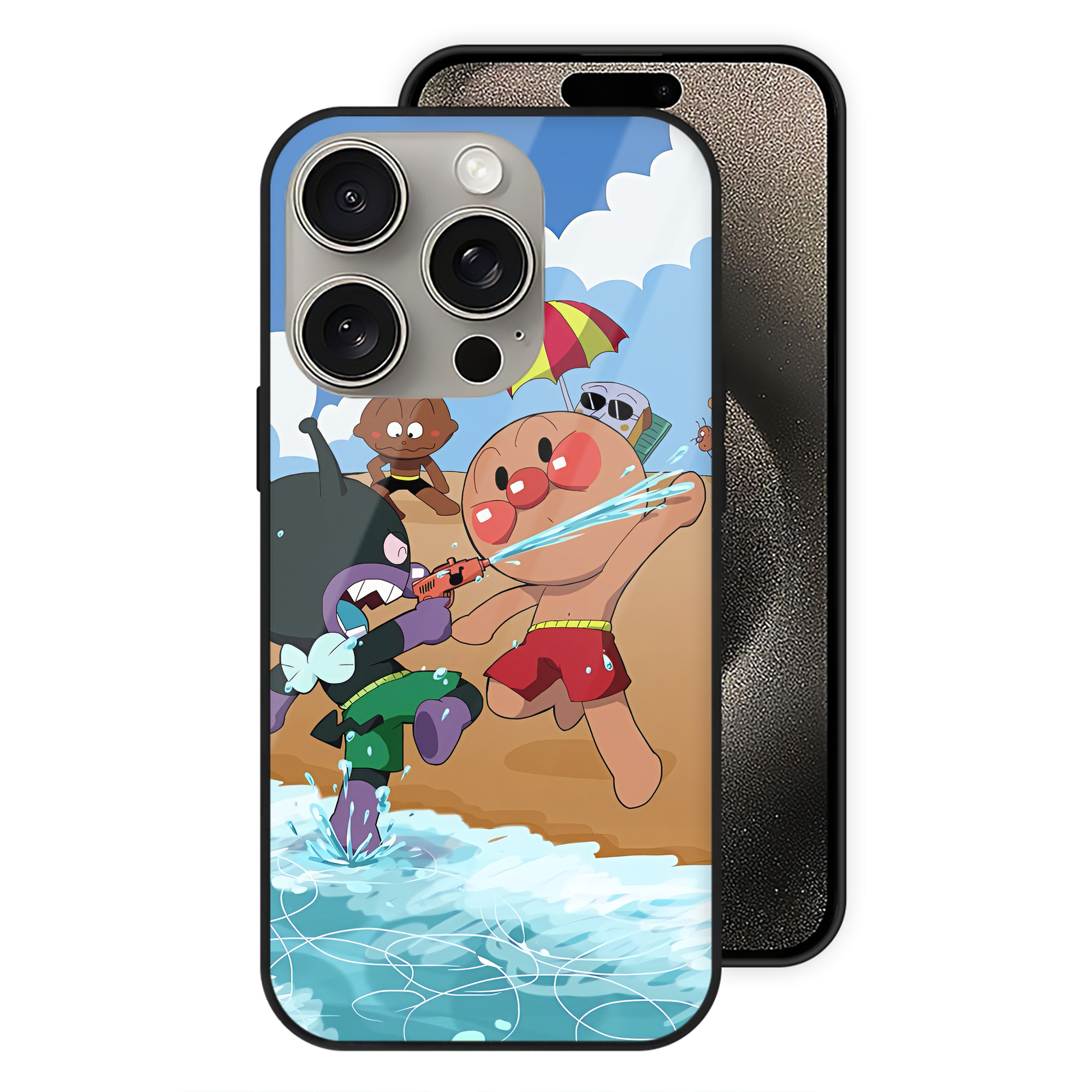 （画像用） アンパンマン Anpanman 【iPhone15Pro対応】スマホケース 耐衝撃＆黄変防止 背面ガラス