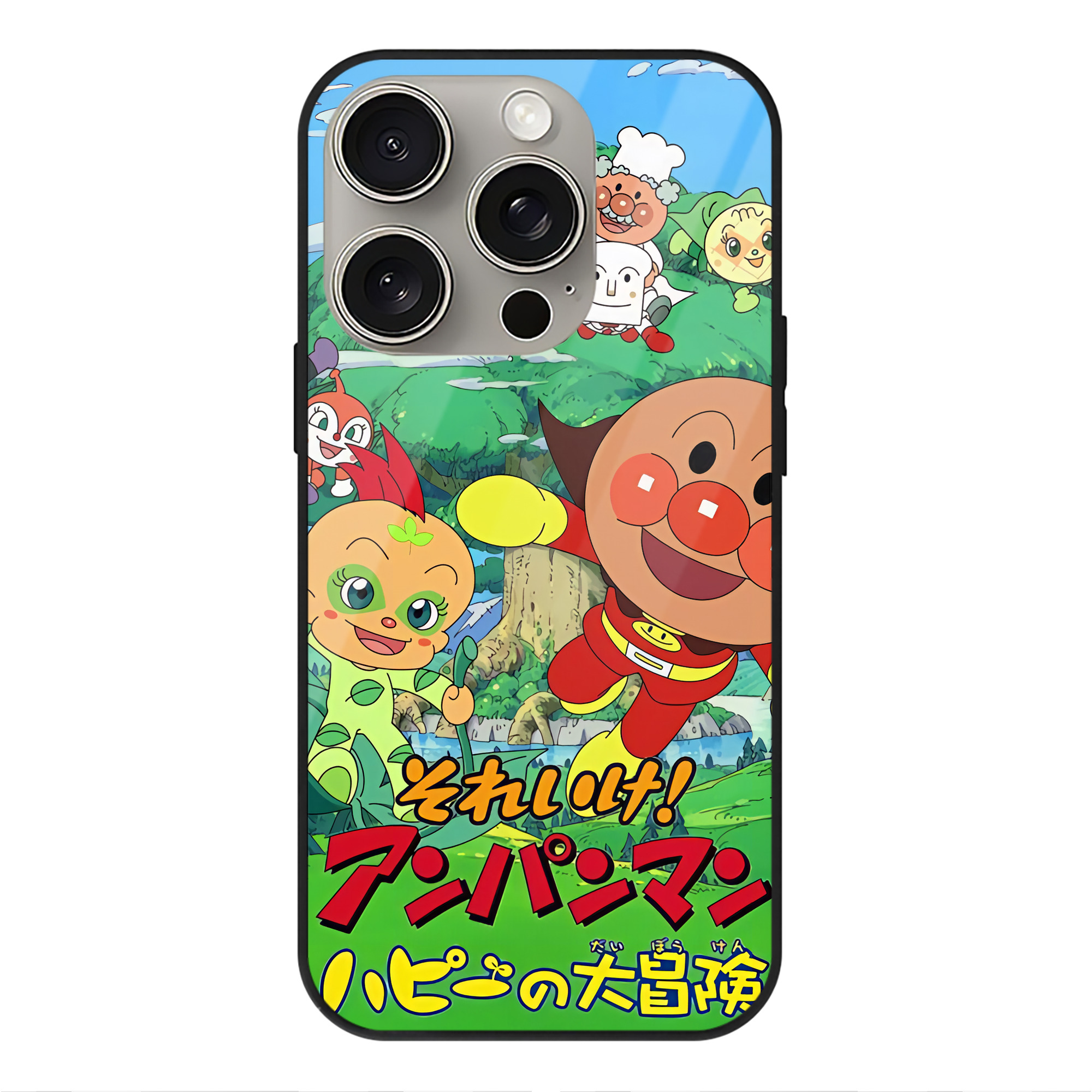 （画像用） アンパンマン Anpanman 【iPhone15Pro対応】スマホケース 耐衝撃＆黄変防止 背面ガラス