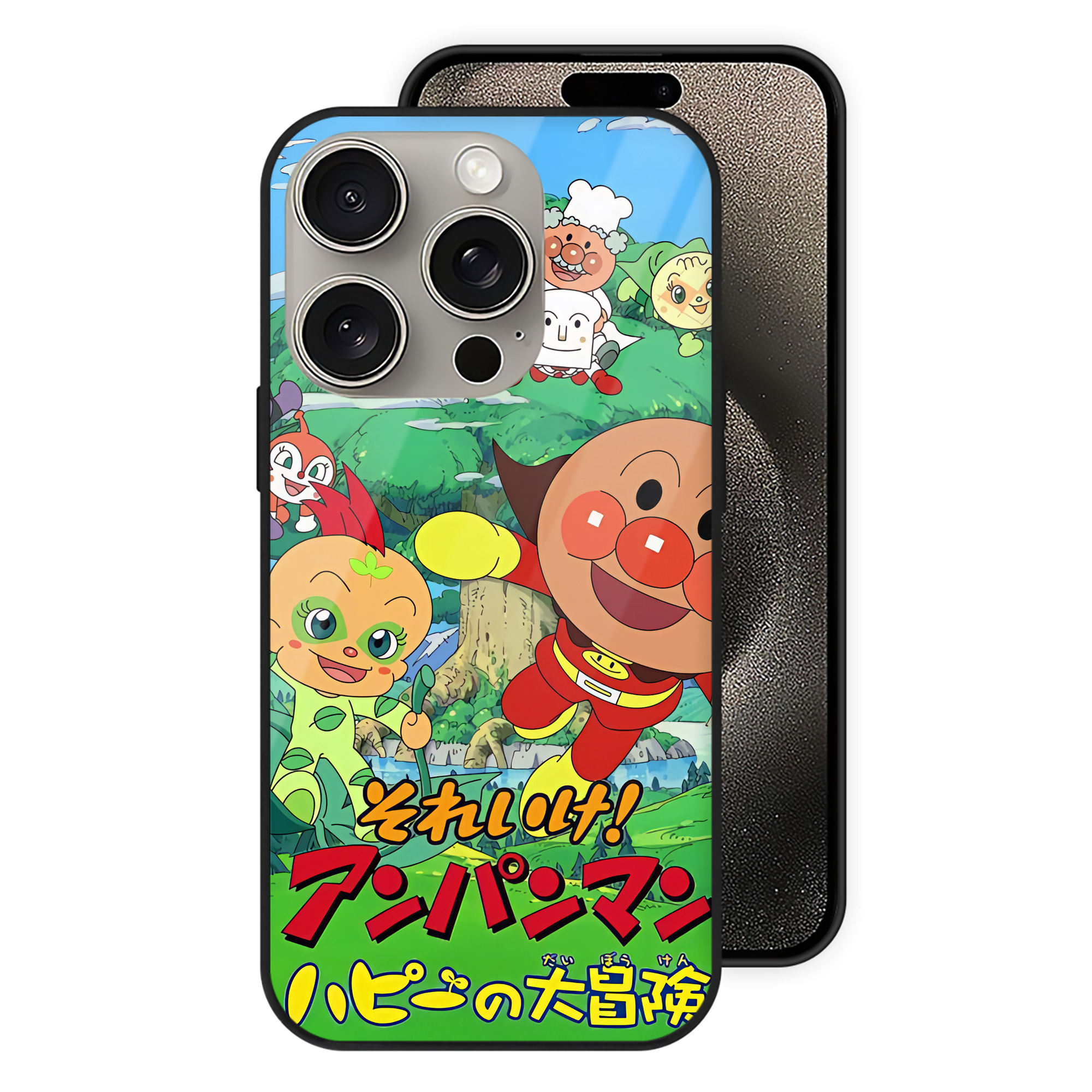 （画像用） アンパンマン Anpanman 【iPhone15Pro対応】スマホケース 耐衝撃＆黄変防止 背面ガラス