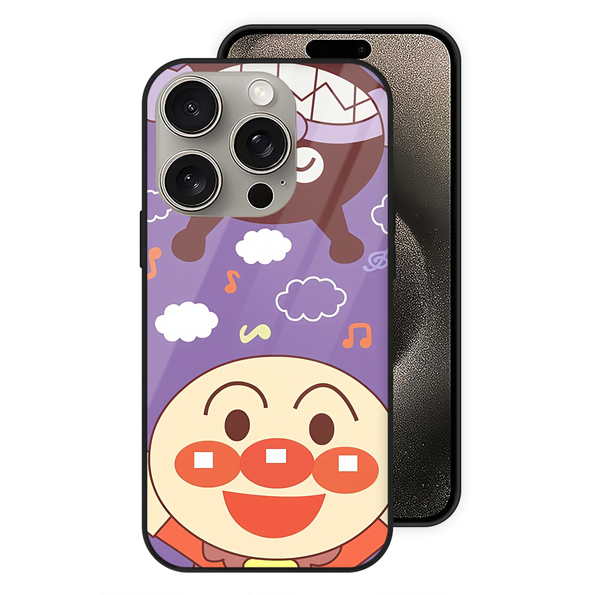 （画像用） アンパンマン Anpanman 【iPhone15Pro対応】スマホケース 耐衝撃＆黄変防止 背面ガラス