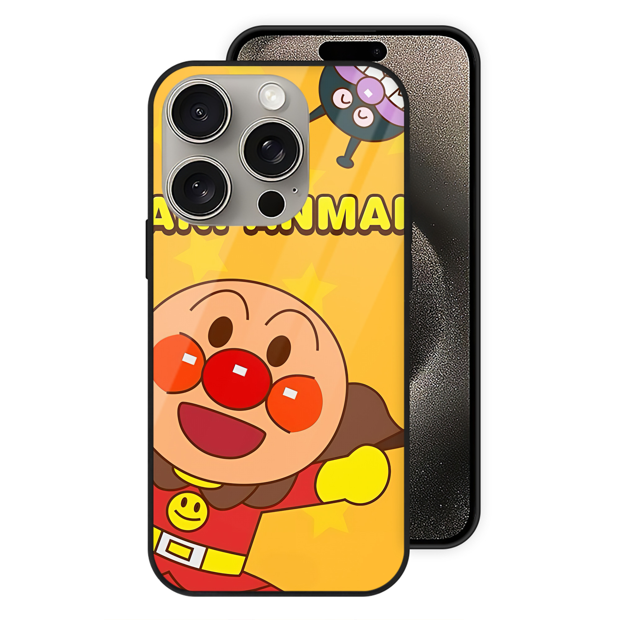 （画像用） アンパンマン Anpanman 【iPhone15Pro対応】スマホケース 耐衝撃＆黄変防止 背面ガラス
