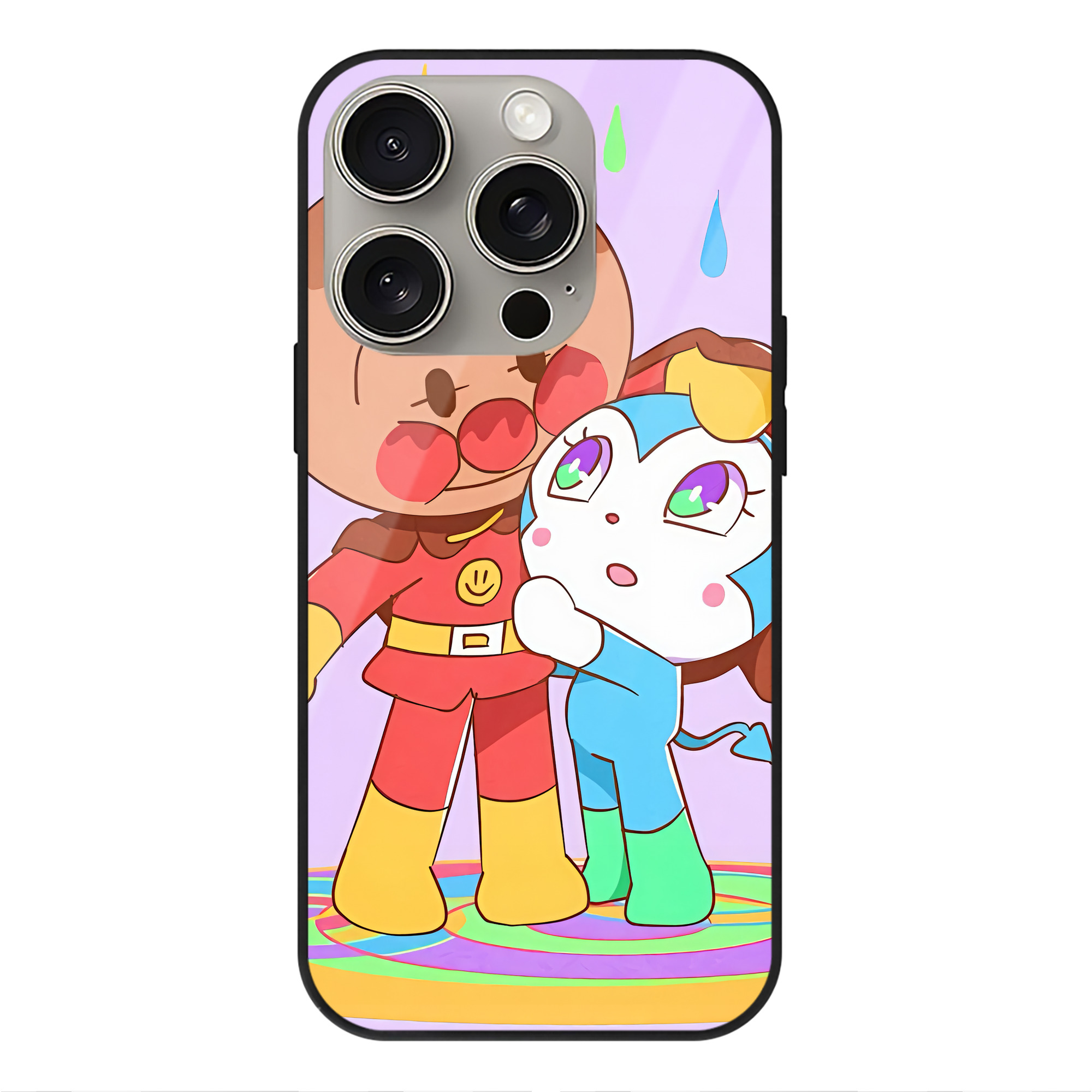 （画像用） アンパンマン Anpanman 【iPhone15Pro対応】スマホケース 耐衝撃＆黄変防止 背面ガラス