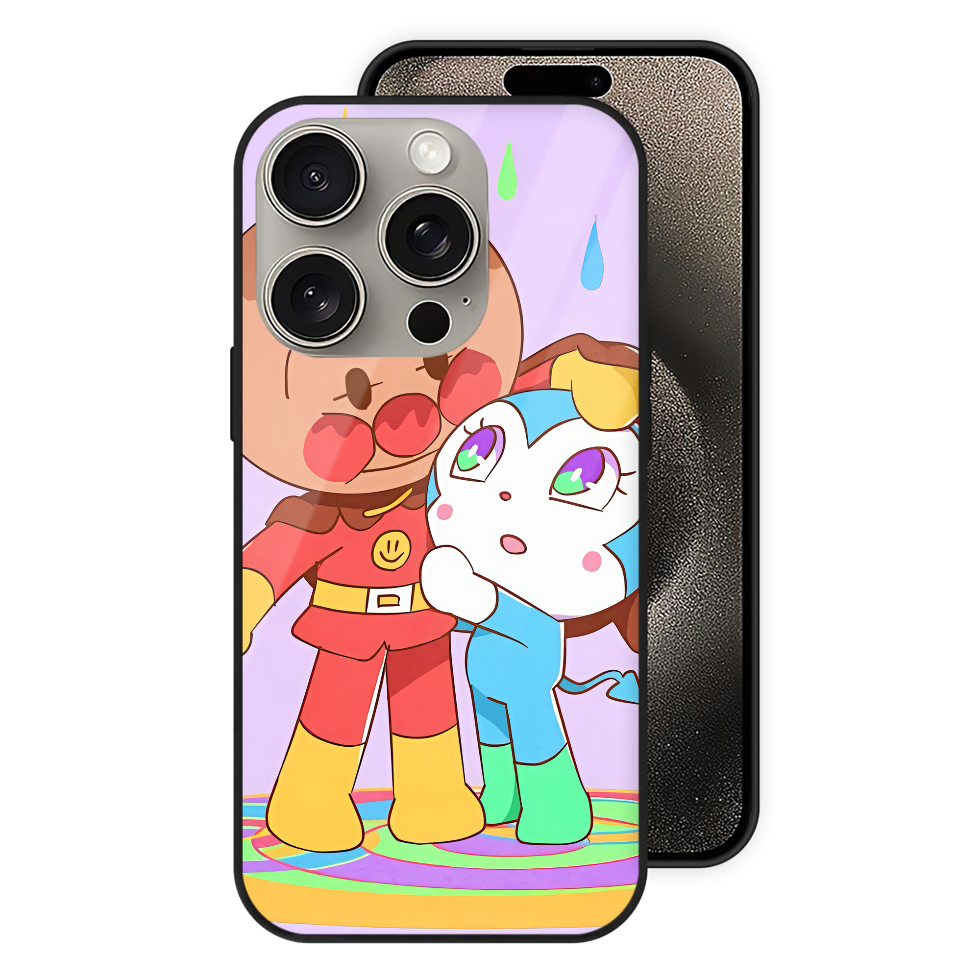（画像用） アンパンマン Anpanman 【iPhone15Pro対応】スマホケース 耐衝撃＆黄変防止 背面ガラス