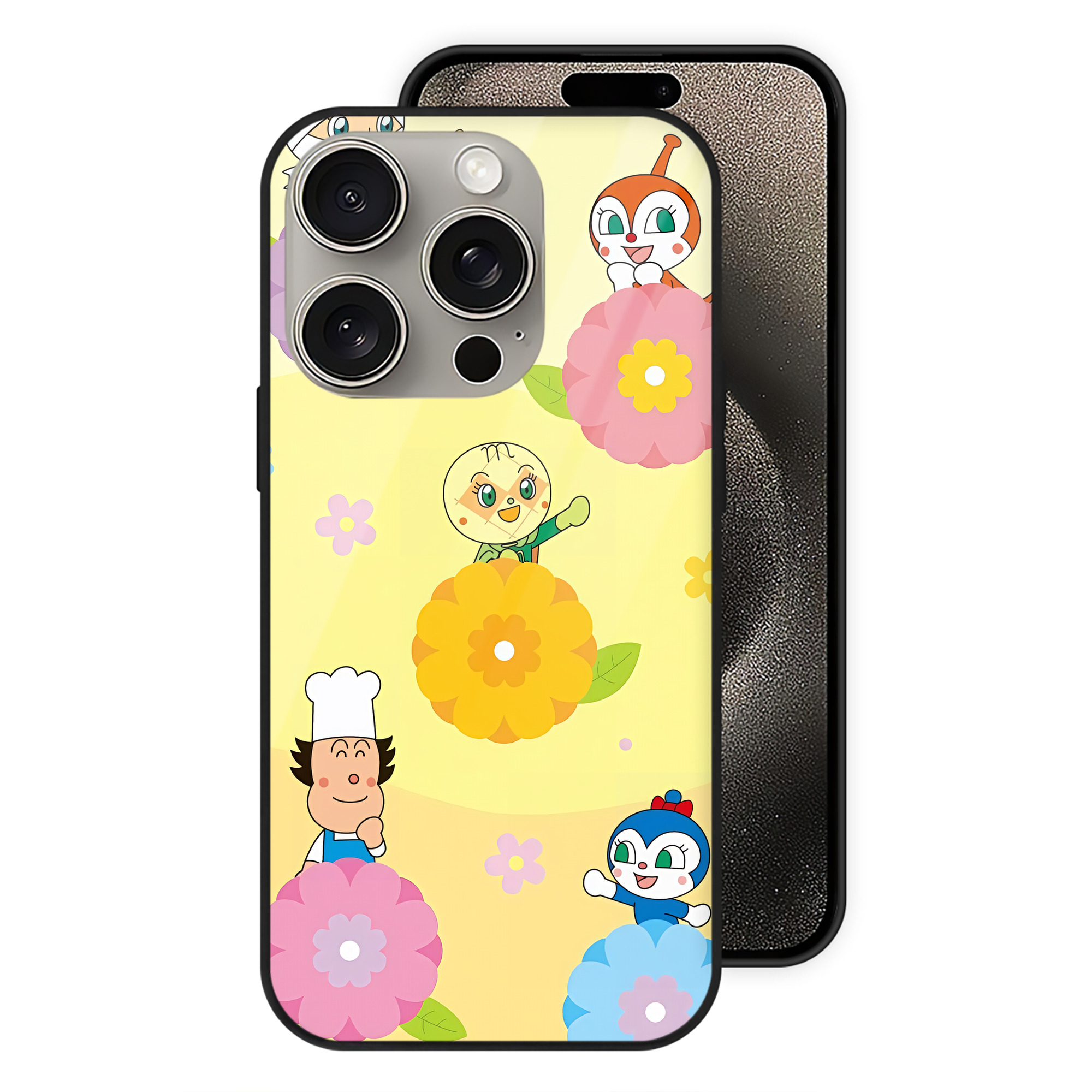 （画像用） アンパンマン Anpanman 【iPhone15Pro対応】スマホケース 耐衝撃＆黄変防止 背面ガラス