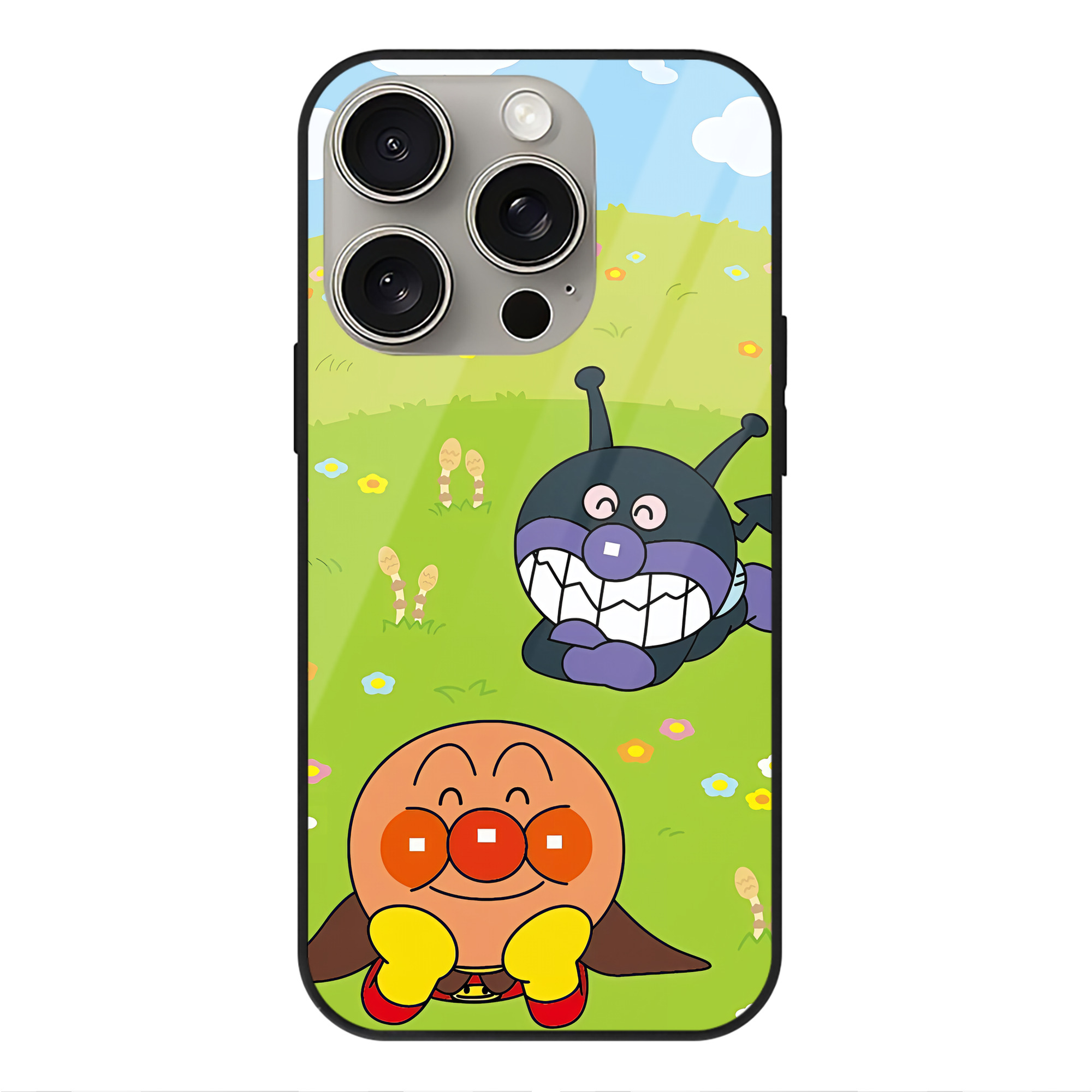 （画像用） アンパンマン Anpanman 【iPhone15Pro対応】スマホケース 耐衝撃＆黄変防止 背面ガラス