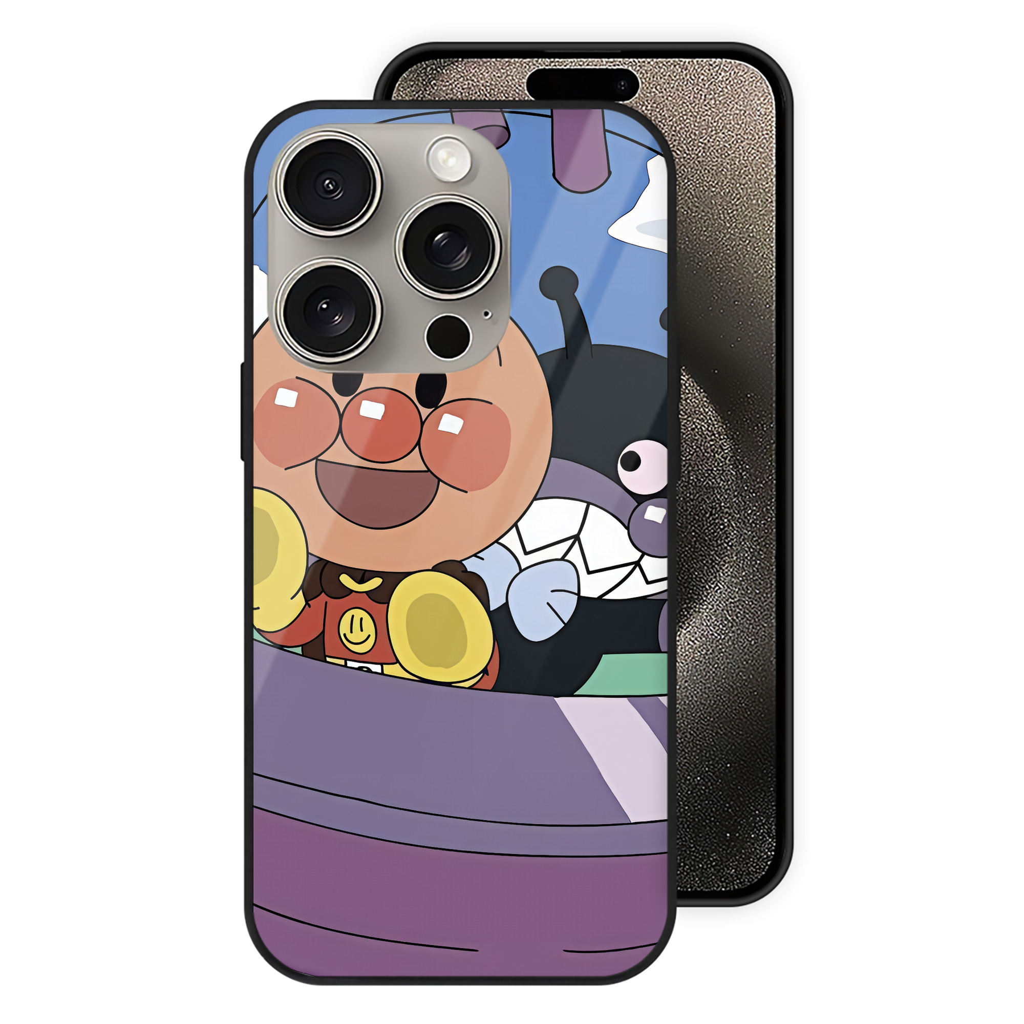 （画像用） アンパンマン Anpanman 【iPhone15Pro対応】スマホケース 耐衝撃＆黄変防止 背面ガラス