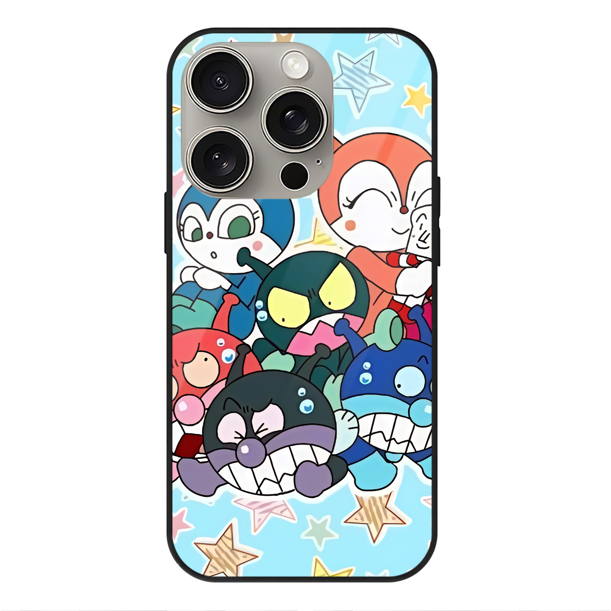 （画像用） アンパンマン Anpanman 【iPhone15Pro対応】スマホケース 耐衝撃＆黄変防止 背面ガラス