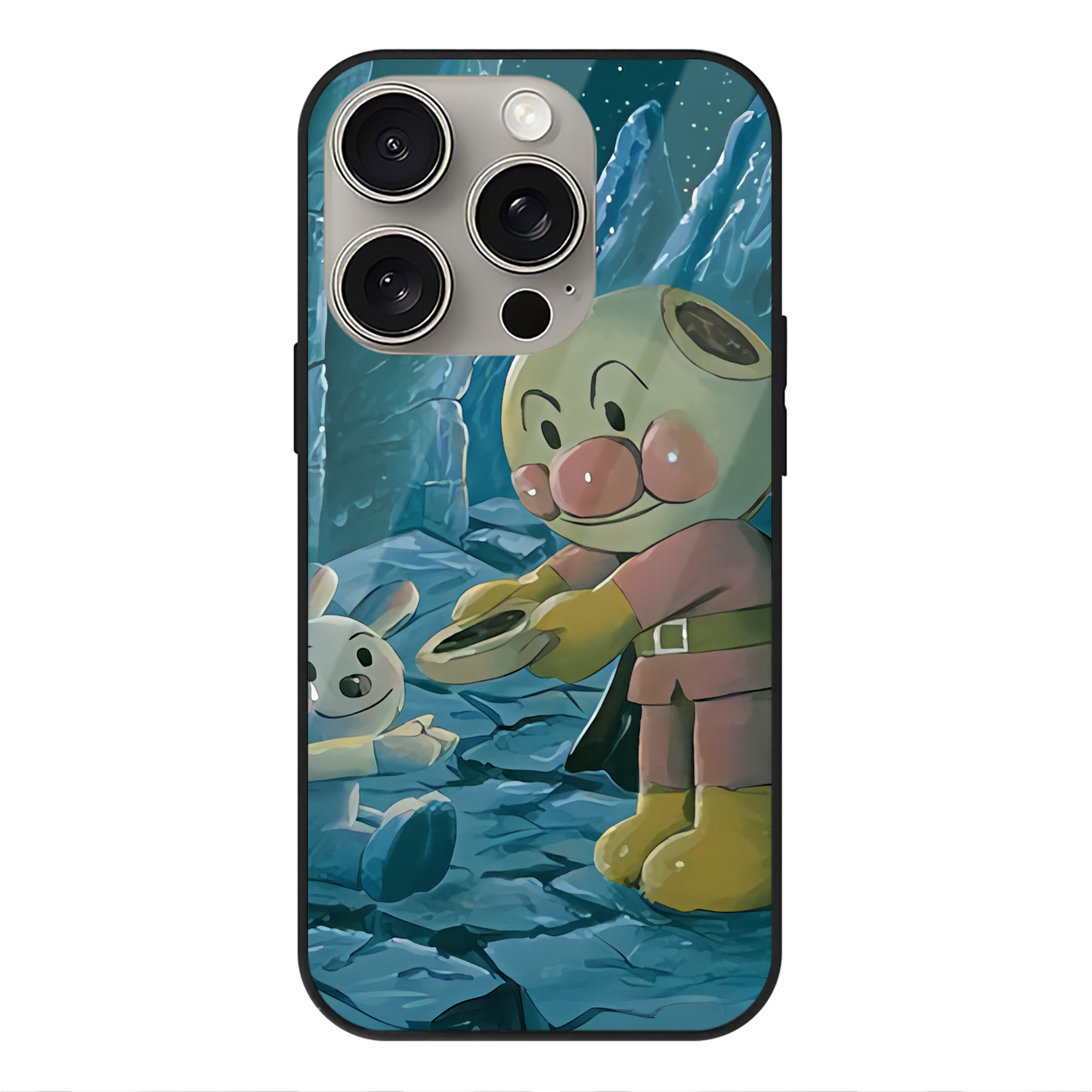 （画像用） アンパンマン Anpanman 【iPhone15Pro対応】スマホケース 耐衝撃＆黄変防止 背面ガラス