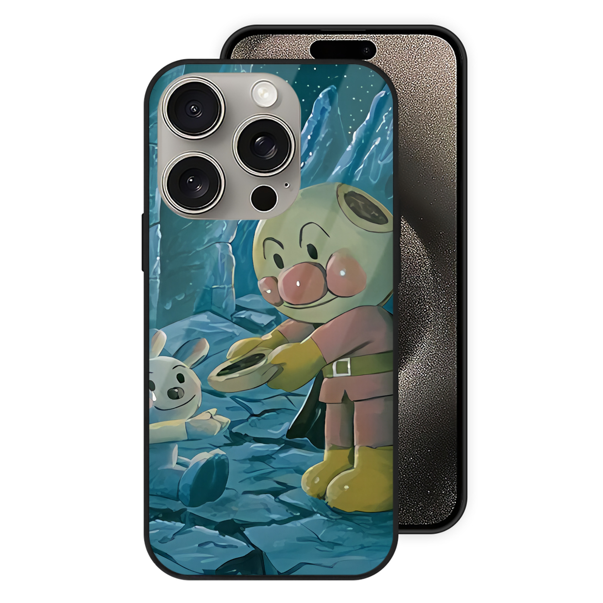 （画像用） アンパンマン Anpanman 【iPhone15Pro対応】スマホケース 耐衝撃＆黄変防止 背面ガラス