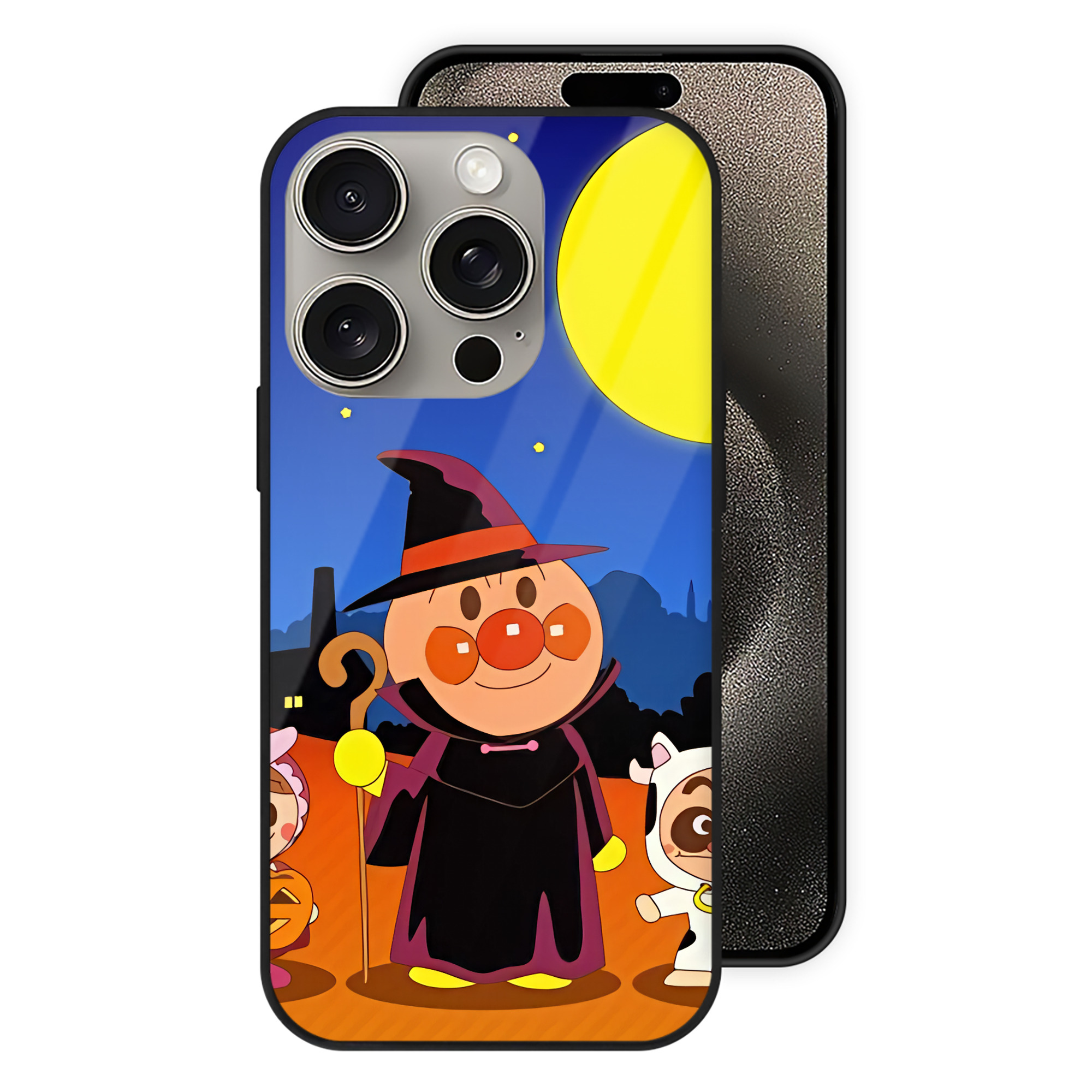 （画像用） アンパンマン Anpanman 【iPhone15Pro対応】スマホケース 耐衝撃＆黄変防止 背面ガラス