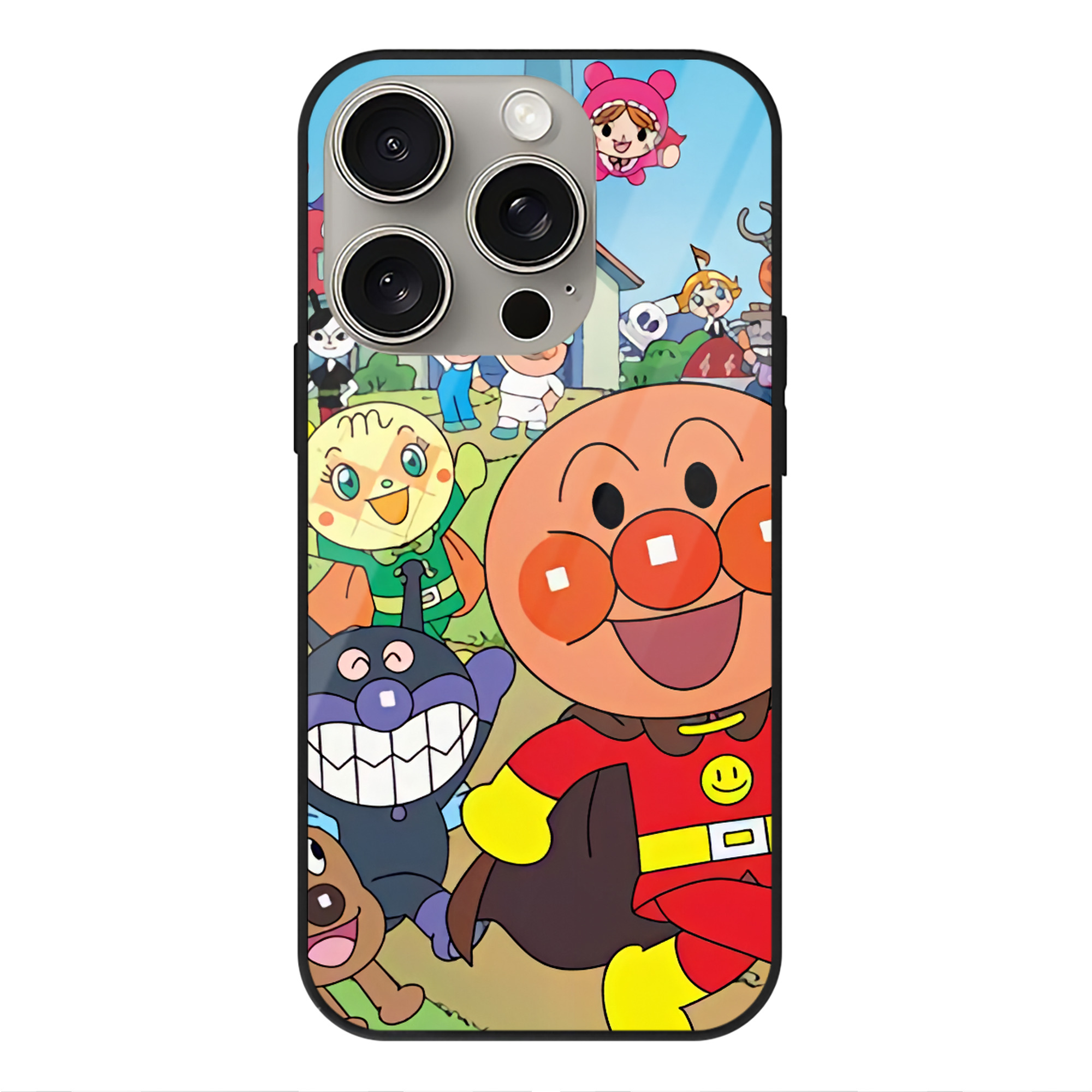 （画像用） アンパンマン Anpanman 【iPhone15Pro対応】スマホケース 耐衝撃＆黄変防止 背面ガラス