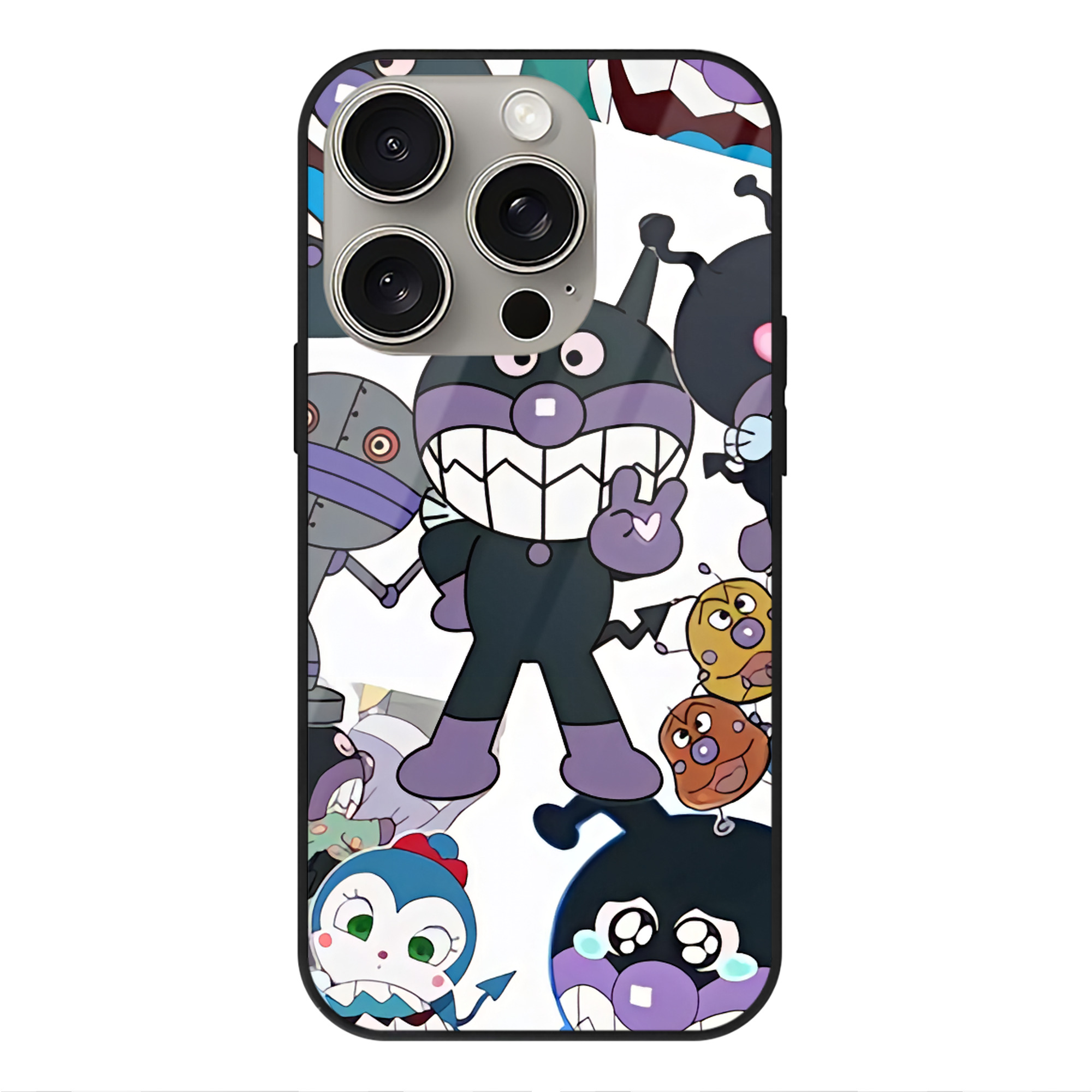 （画像用） アンパンマン Anpanman 【iPhone15Pro対応】スマホケース 耐衝撃＆黄変防止 背面ガラス