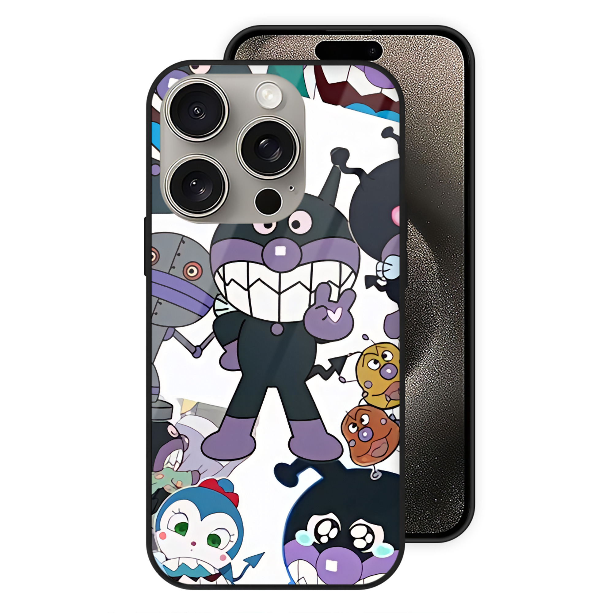 （画像用） アンパンマン Anpanman 【iPhone15Pro対応】スマホケース 耐衝撃＆黄変防止 背面ガラス