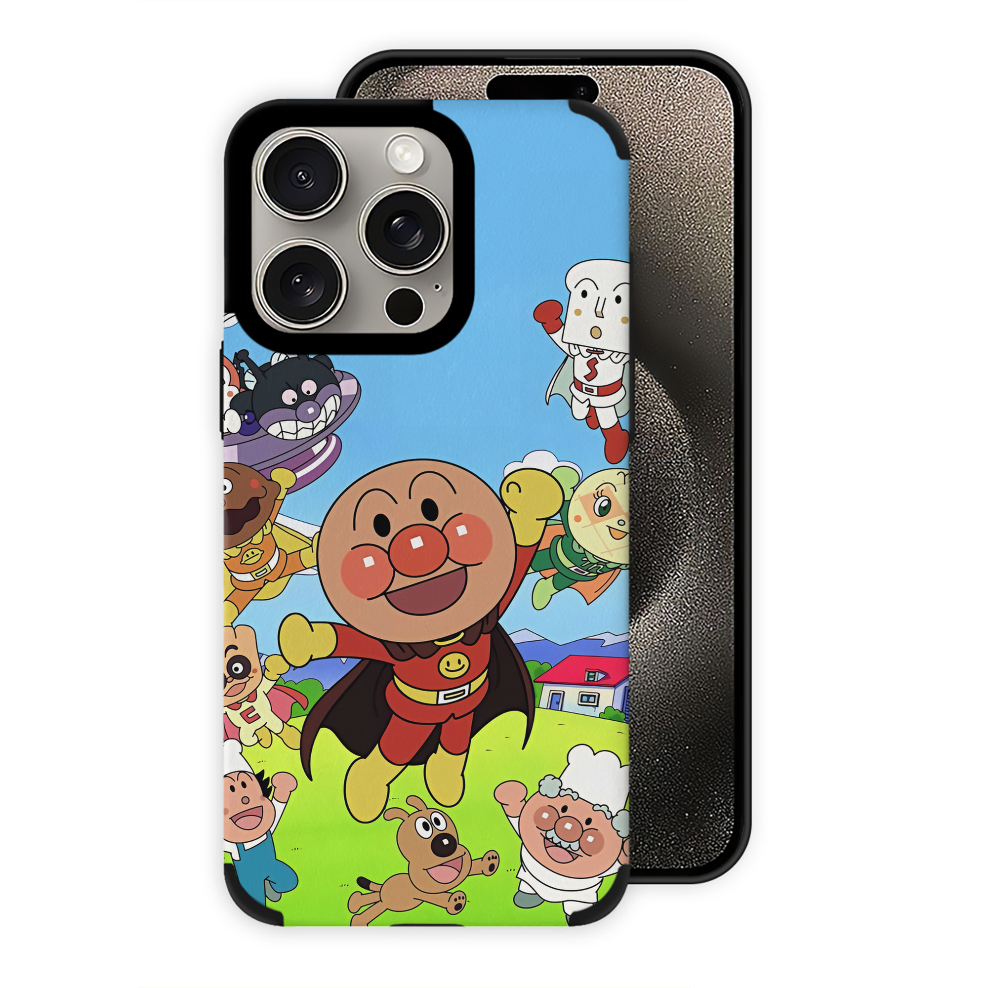 （画像用） アンパンマン Anpanman 【iPhone15ProMax対応】 PUレザー スマホケース 耐衝撃＆黄変防止