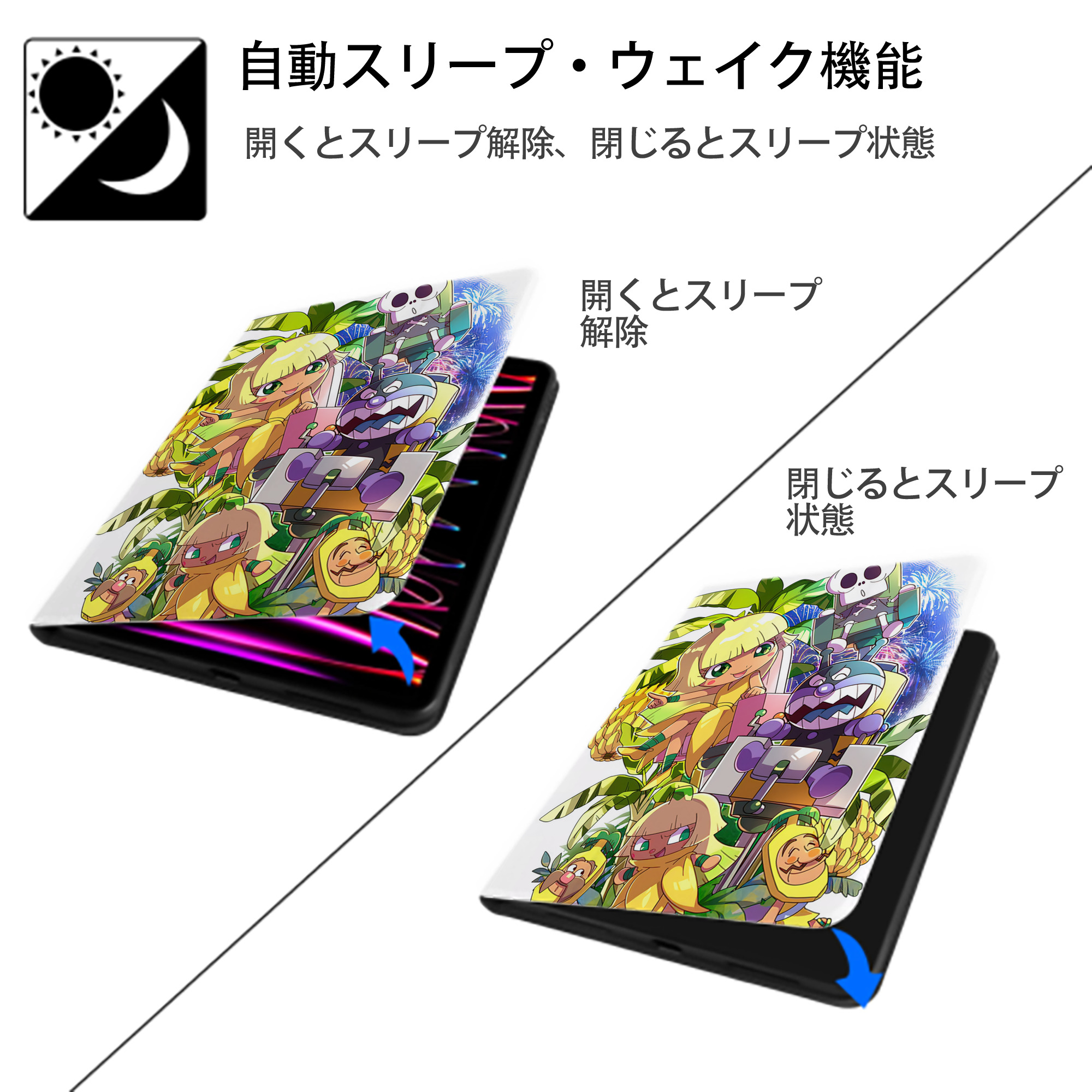 アンパンマン Anpanman IPad ケース ペン収納付き 三つ折りスタンド PUレザー×シリコン 対応機種9.5/10.5/10.9インチ