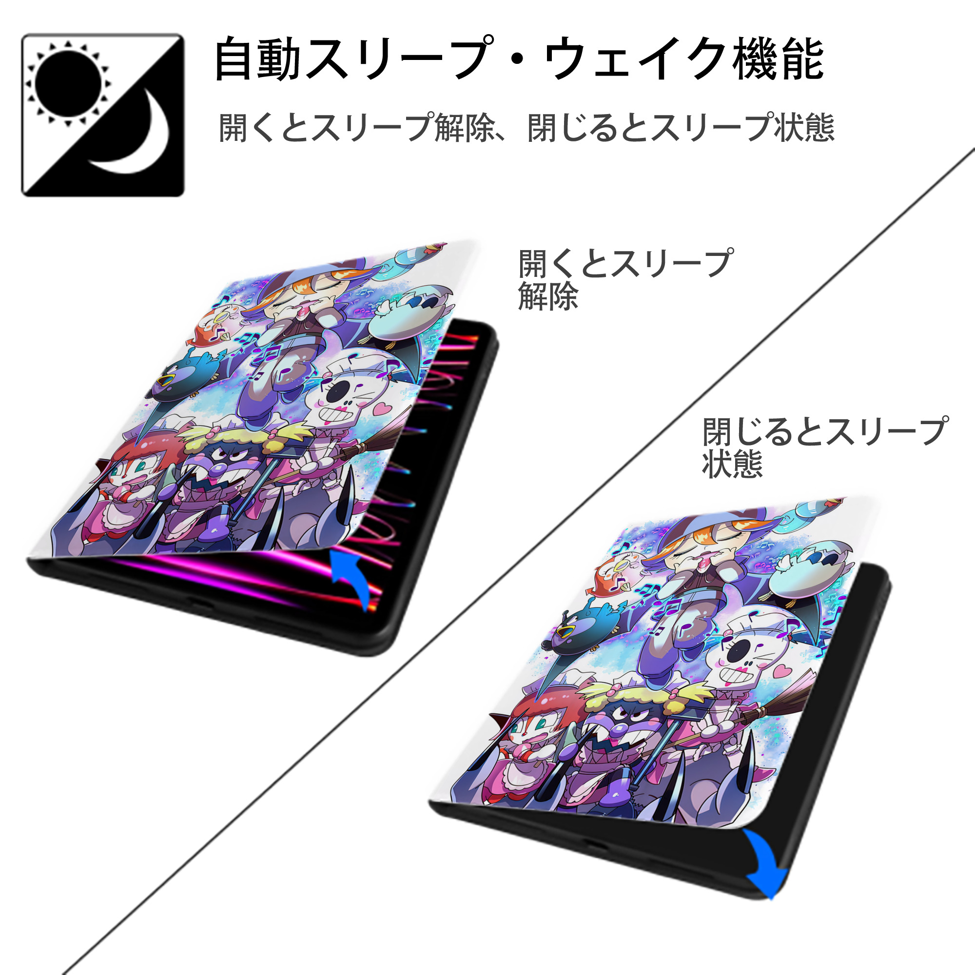 アンパンマン Anpanman IPad ケース ペン収納付き 三つ折りスタンド PUレザー×シリコン 対応機種9.5/10.5/10.9インチ