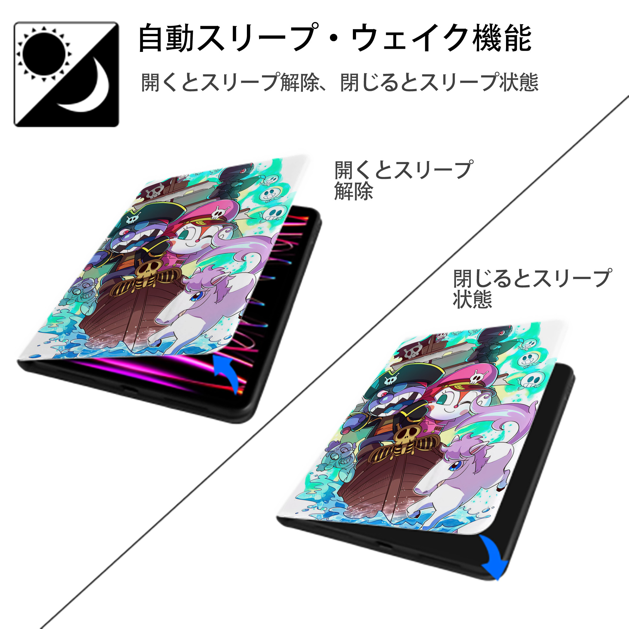 アンパンマン Anpanman IPad ケース ペン収納付き 三つ折りスタンド PUレザー×シリコン 対応機種9.5/10.5/10.9インチ