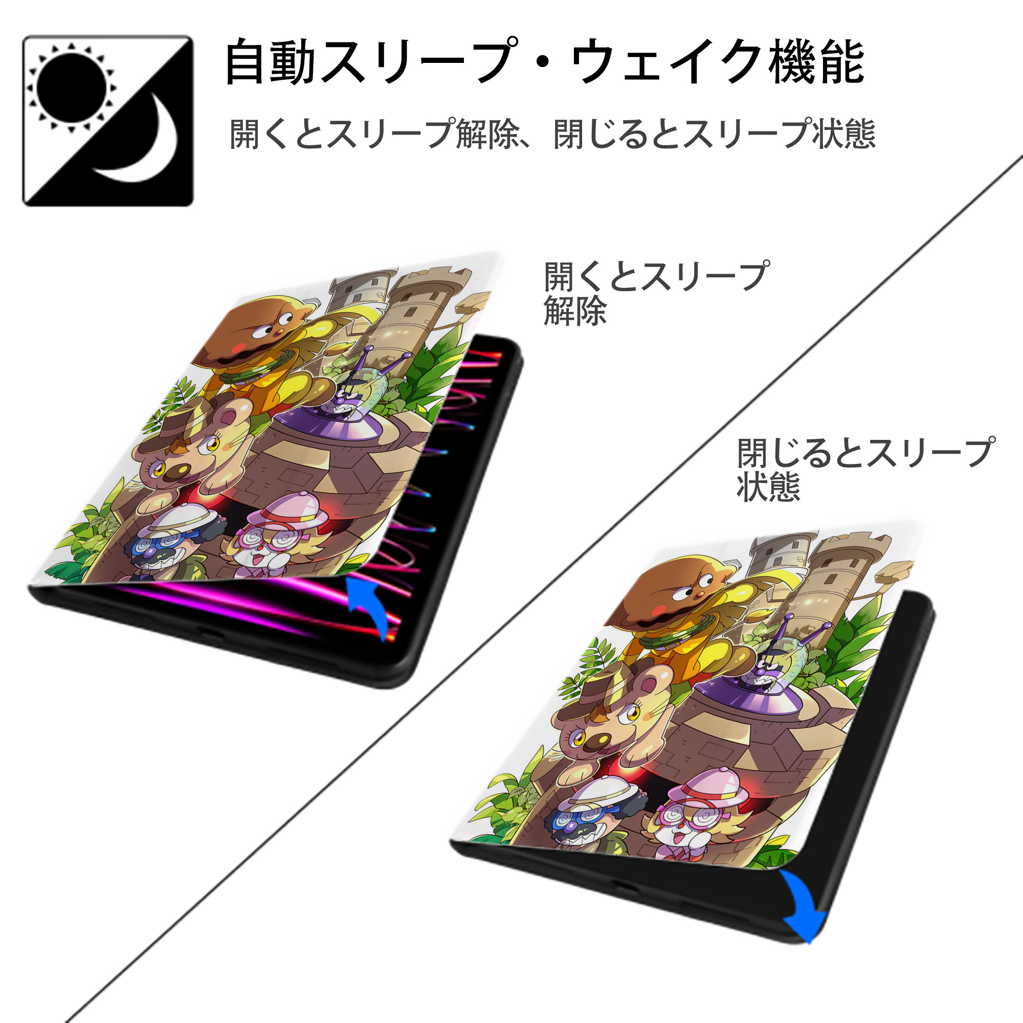 アンパンマン Anpanman IPad ケース ペン収納付き 三つ折りスタンド PUレザー×シリコン 対応機種9.5/10.5/10.9インチ