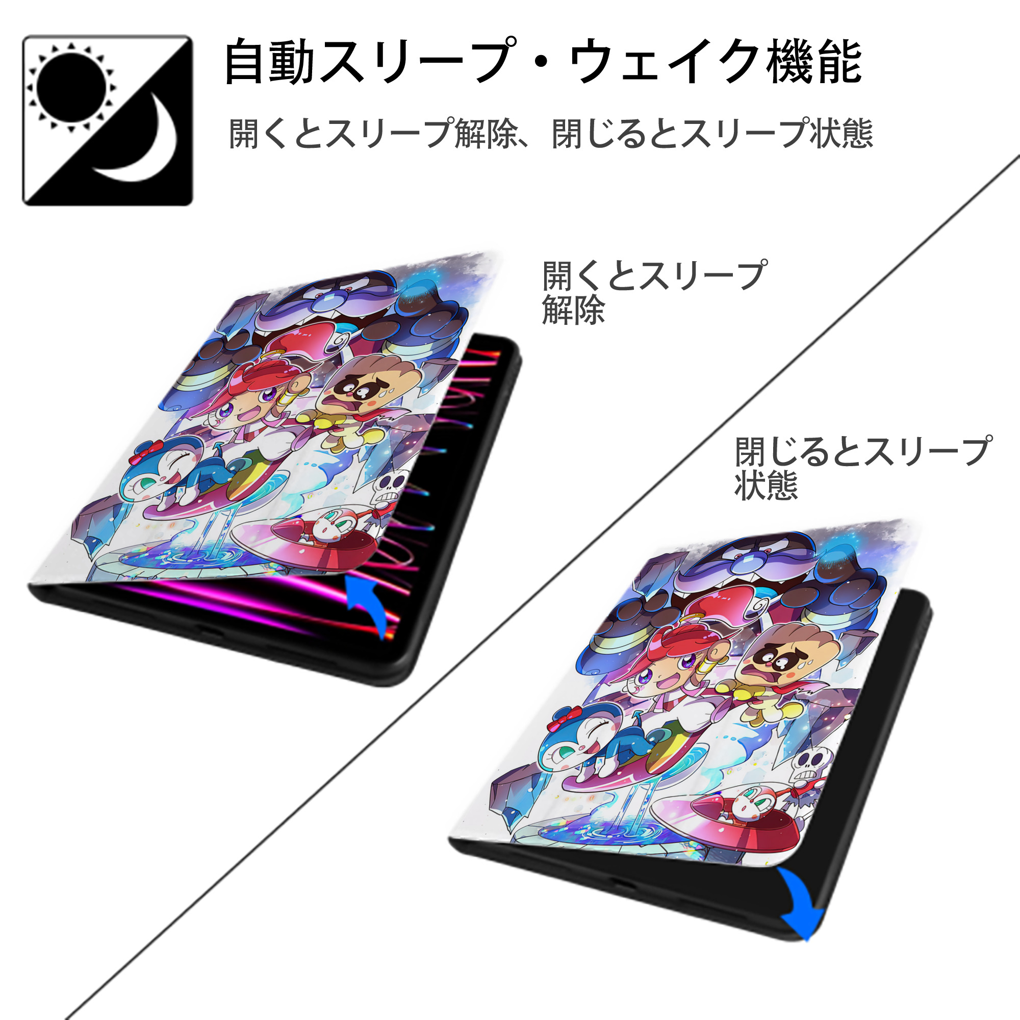 アンパンマン Anpanman IPad ケース ペン収納付き 三つ折りスタンド PUレザー×シリコン 対応機種9.5/10.5/10.9インチ