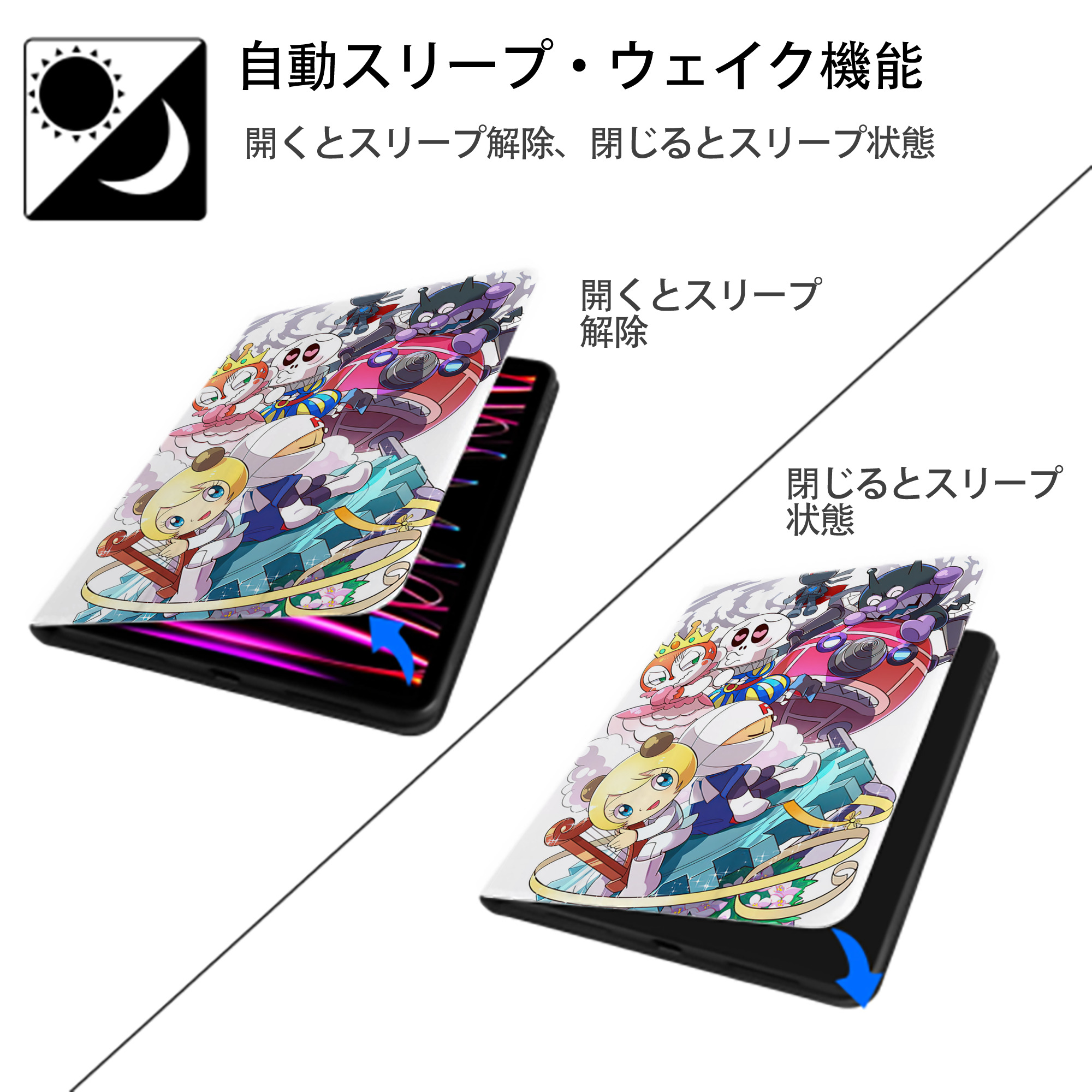 アンパンマン Anpanman IPad ケース ペン収納付き 三つ折りスタンド PUレザー×シリコン 対応機種9.5/10.5/10.9インチ
