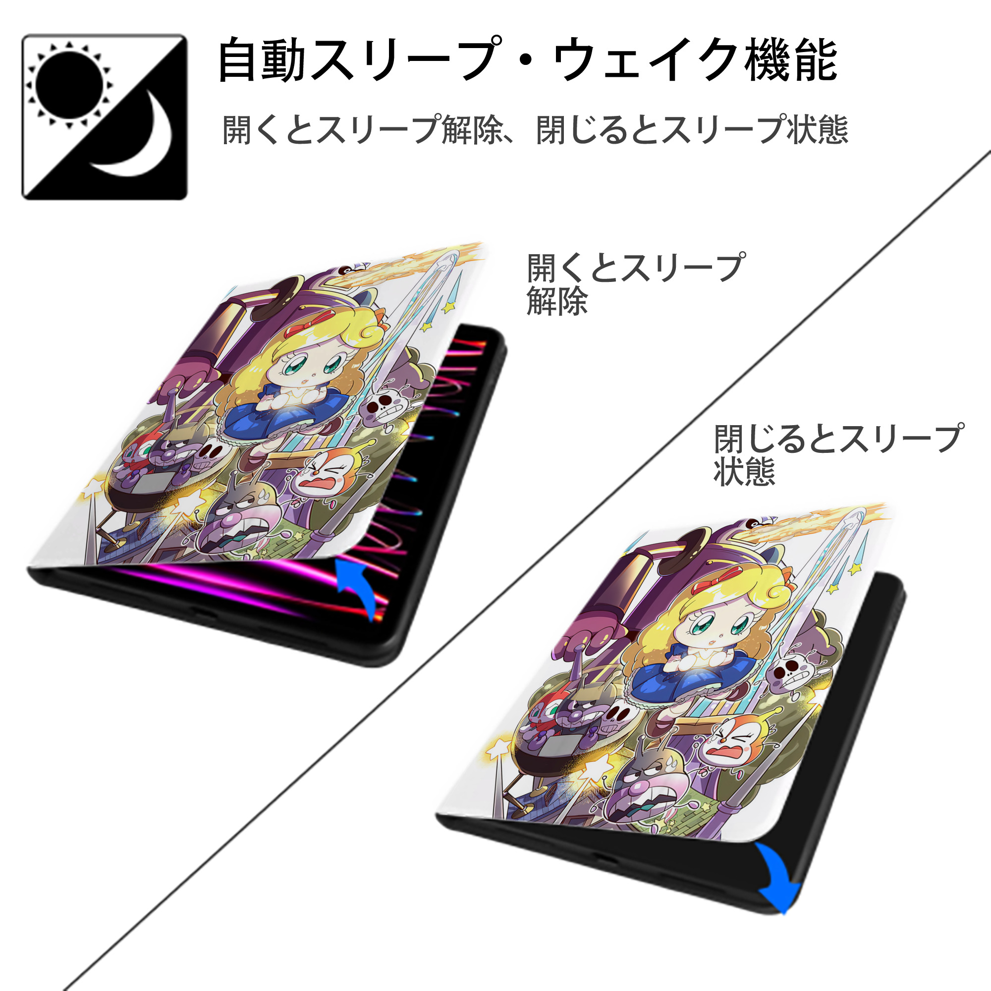 アンパンマン Anpanman IPad ケース ペン収納付き 三つ折りスタンド PUレザー×シリコン 対応機種9.5/10.5/10.9インチ
