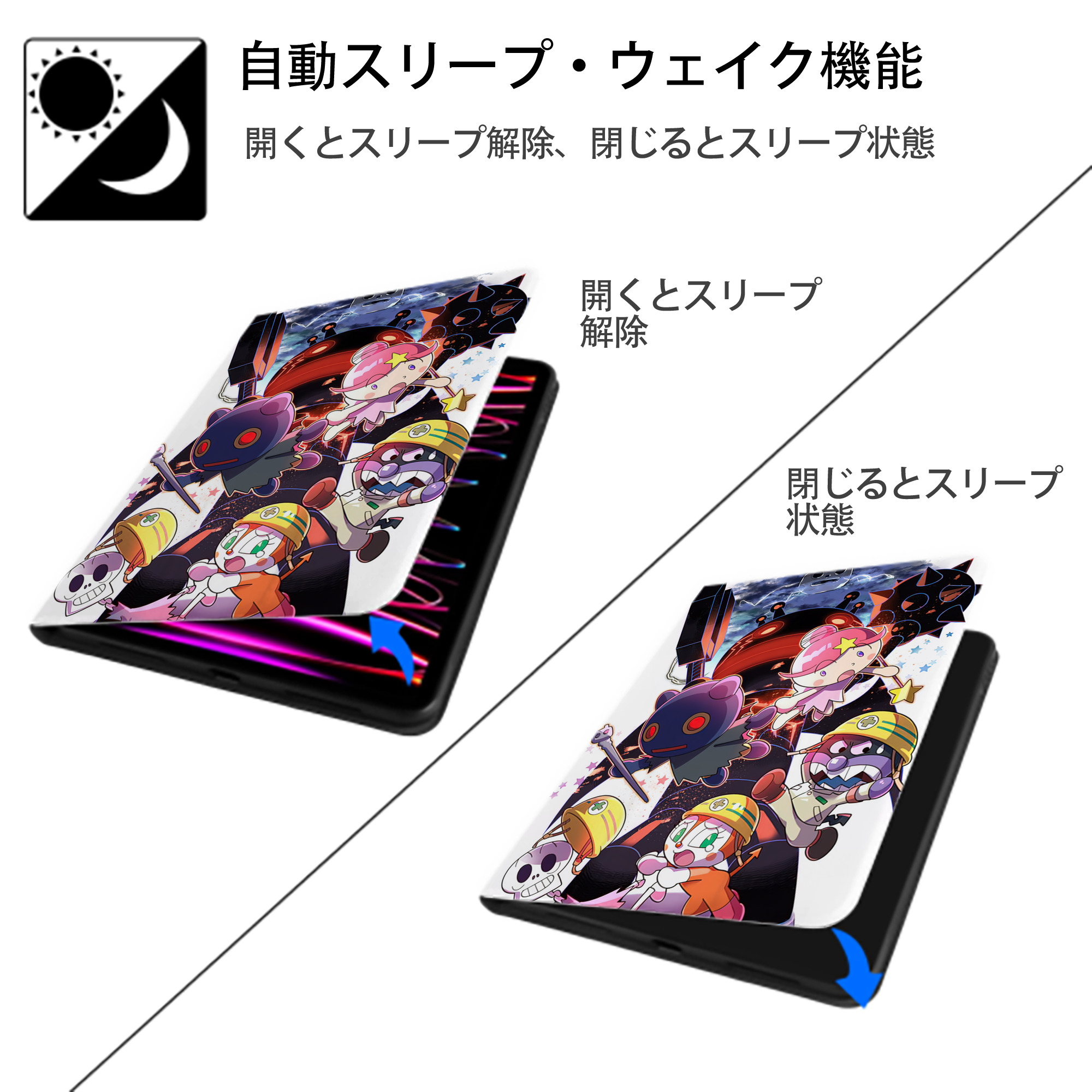 アンパンマン Anpanman IPad ケース ペン収納付き 三つ折りスタンド PUレザー×シリコン 対応機種9.5/10.5/10.9インチ