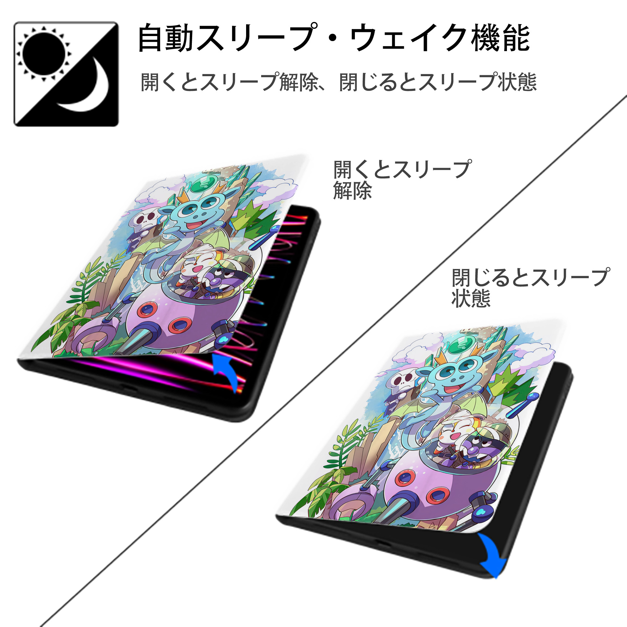 アンパンマン Anpanman IPad ケース ペン収納付き 三つ折りスタンド PUレザー×シリコン 対応機種9.5/10.5/10.9インチ