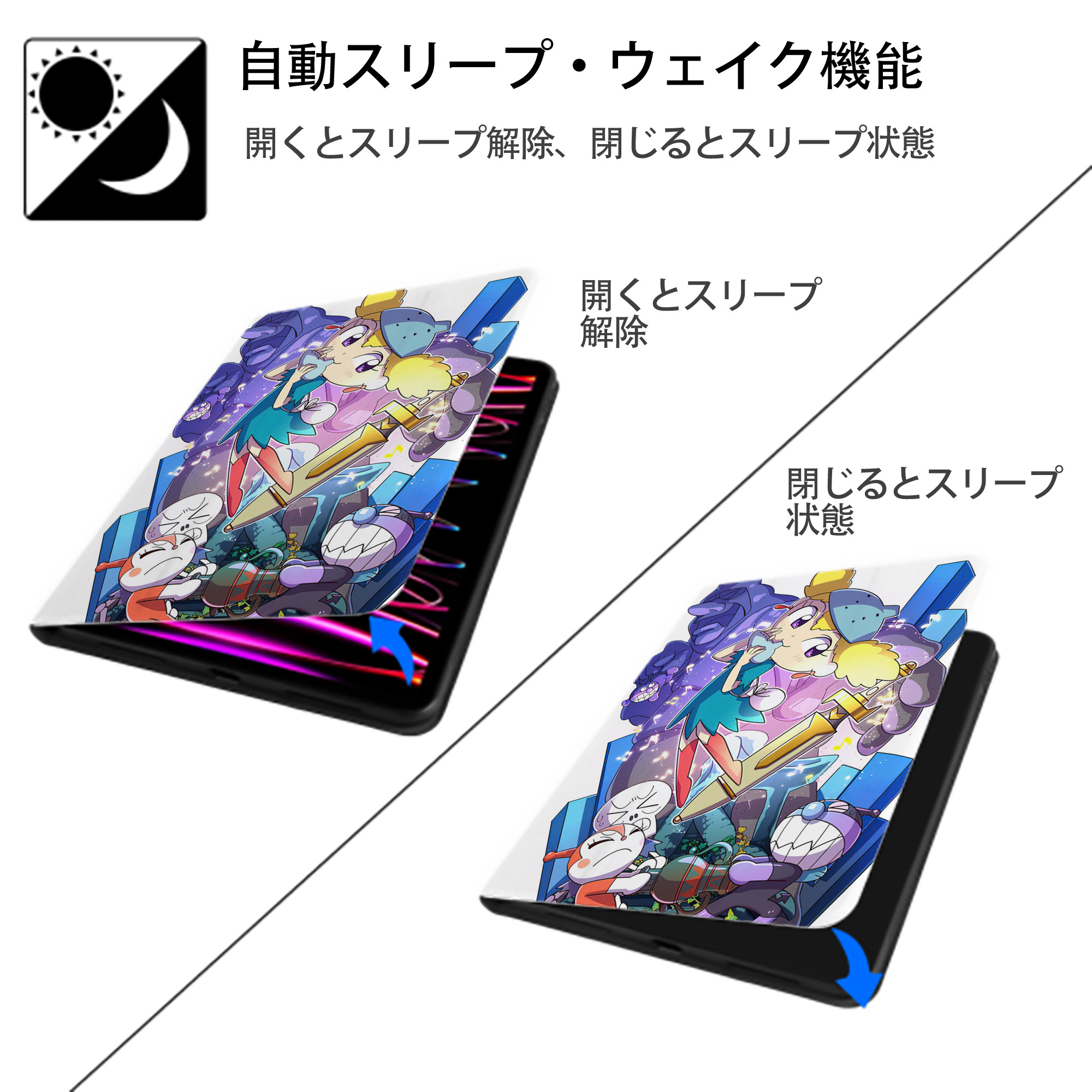 アンパンマン Anpanman IPad ケース ペン収納付き 三つ折りスタンド PUレザー×シリコン 対応機種9.5/10.5/10.9インチ
