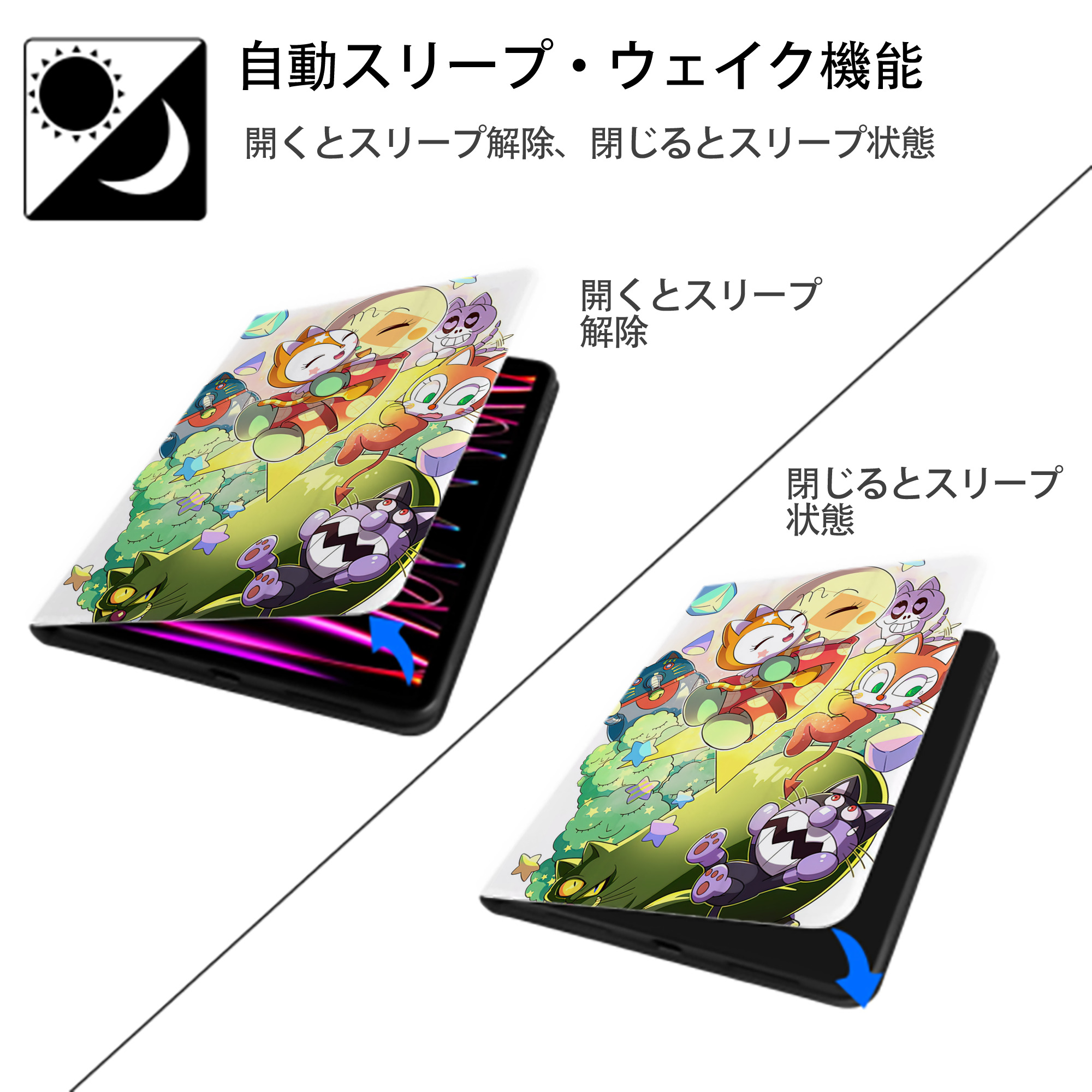 アンパンマン Anpanman IPad ケース ペン収納付き 三つ折りスタンド PUレザー×シリコン 対応機種9.5/10.5/10.9インチ