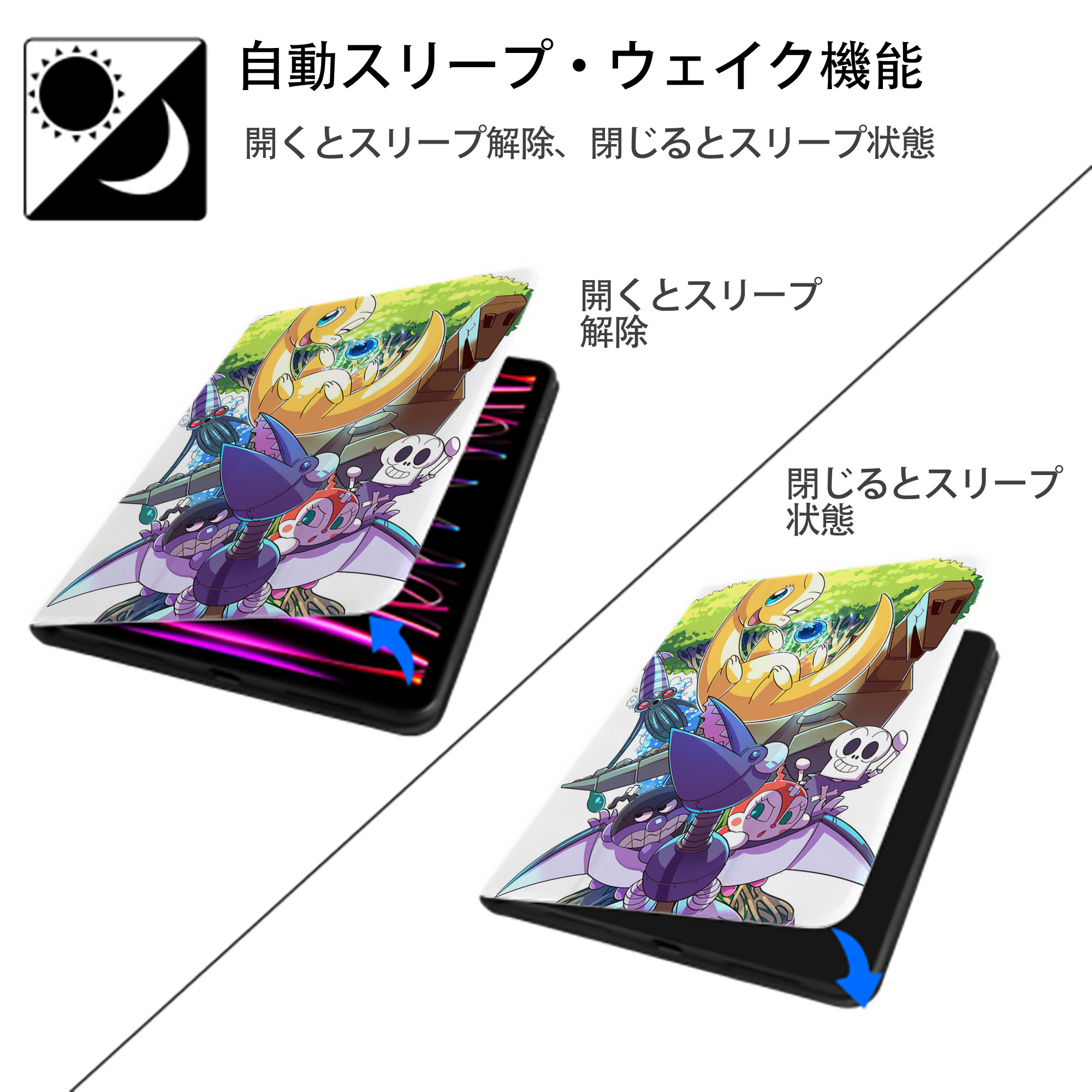アンパンマン Anpanman IPad ケース ペン収納付き 三つ折りスタンド PUレザー×シリコン 対応機種9.5/10.5/10.9インチ