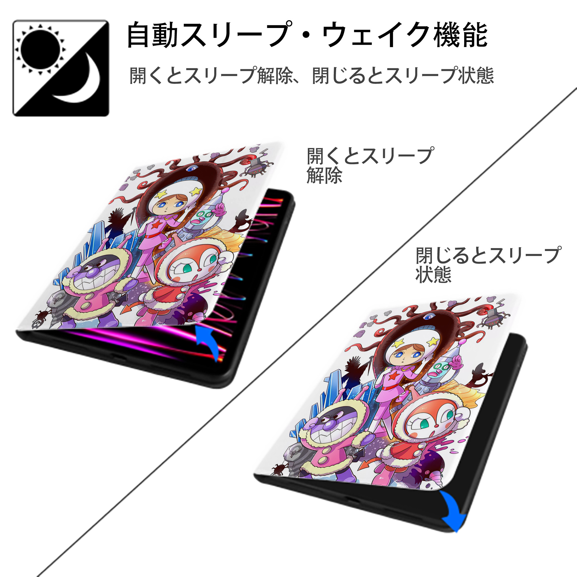 アンパンマン Anpanman IPad ケース ペン収納付き 三つ折りスタンド PUレザー×シリコン 対応機種9.5/10.5/10.9インチ