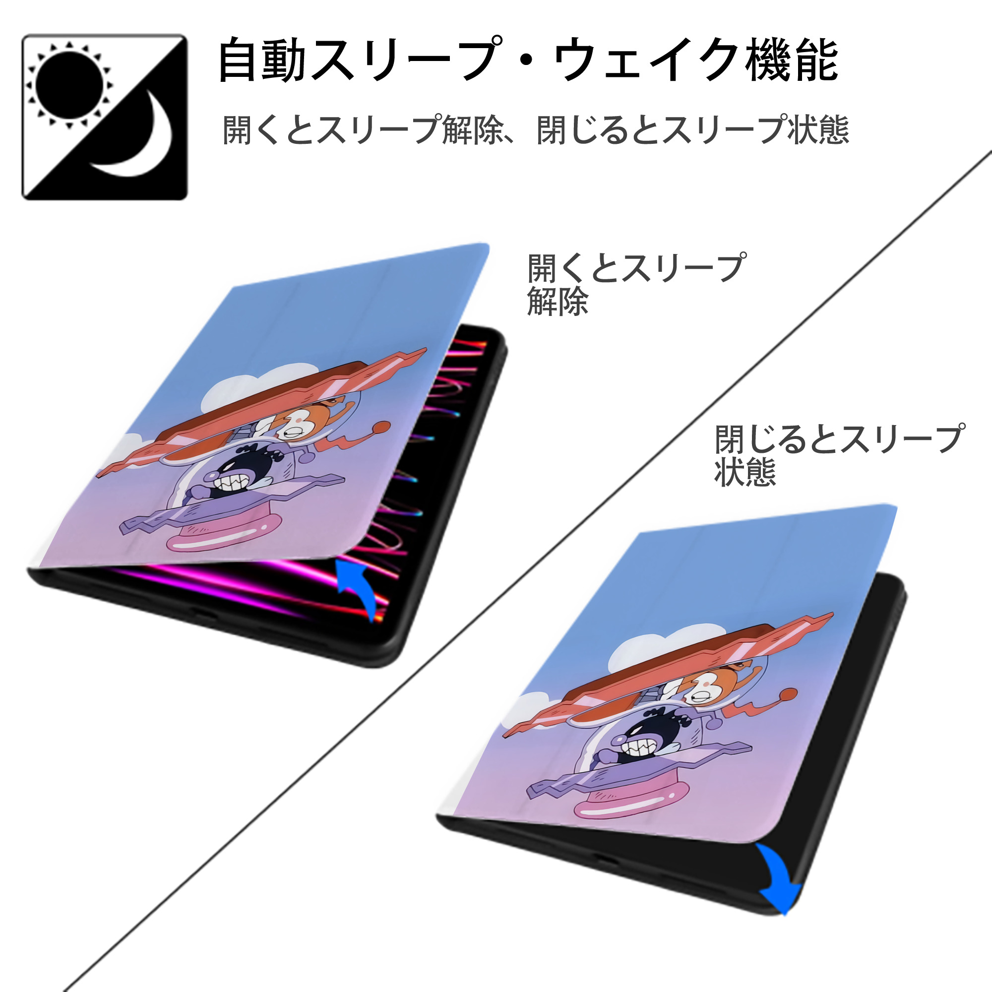 アンパンマン Anpanman IPad ケース ペン収納付き 三つ折りスタンド PUレザー×シリコン 対応機種9.5/10.5/10.9インチ
