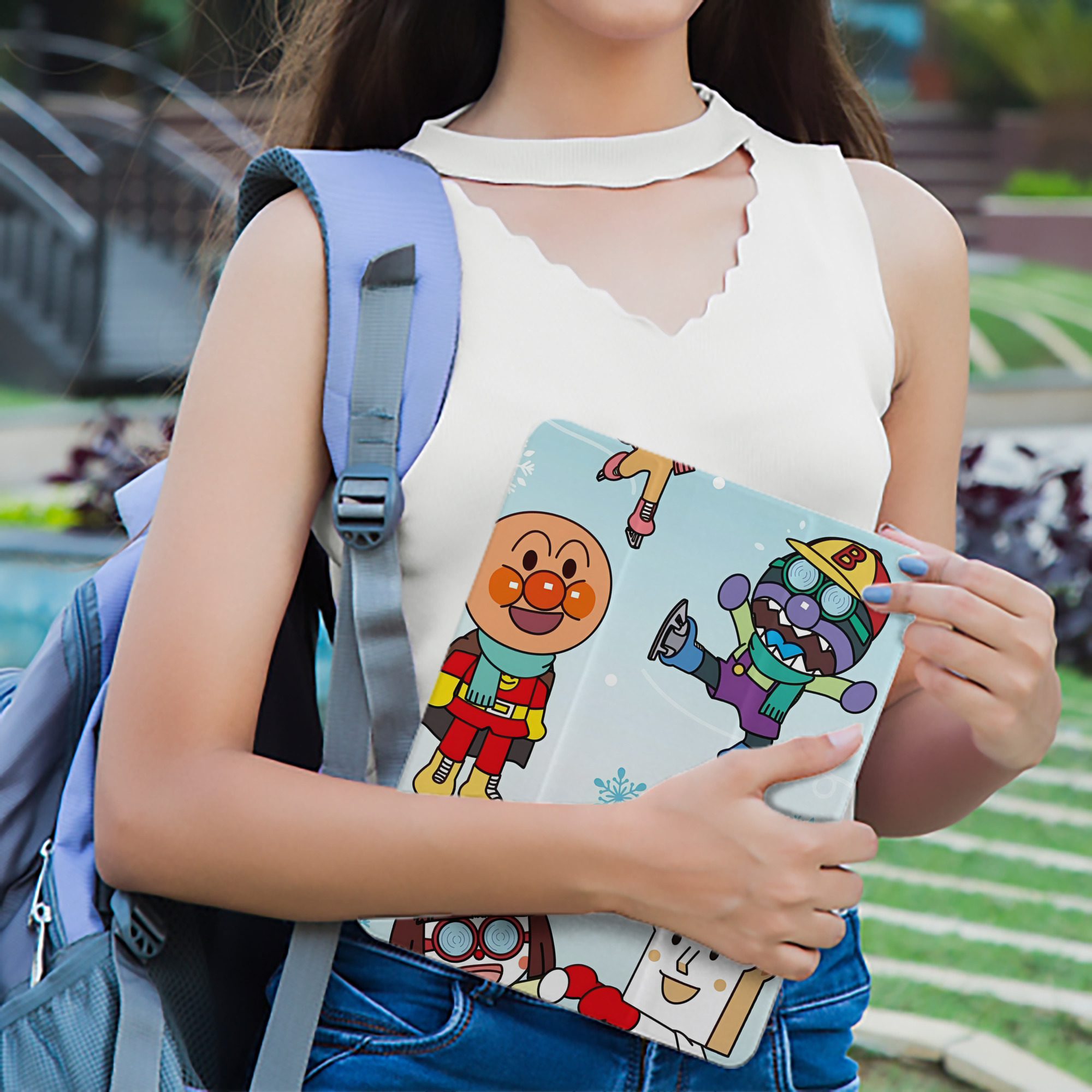 アンパンマン Anpanman IPad ケース ペン収納付き 三つ折りスタンド PUレザー×シリコン 対応機種9.5/10.5/10.9インチ