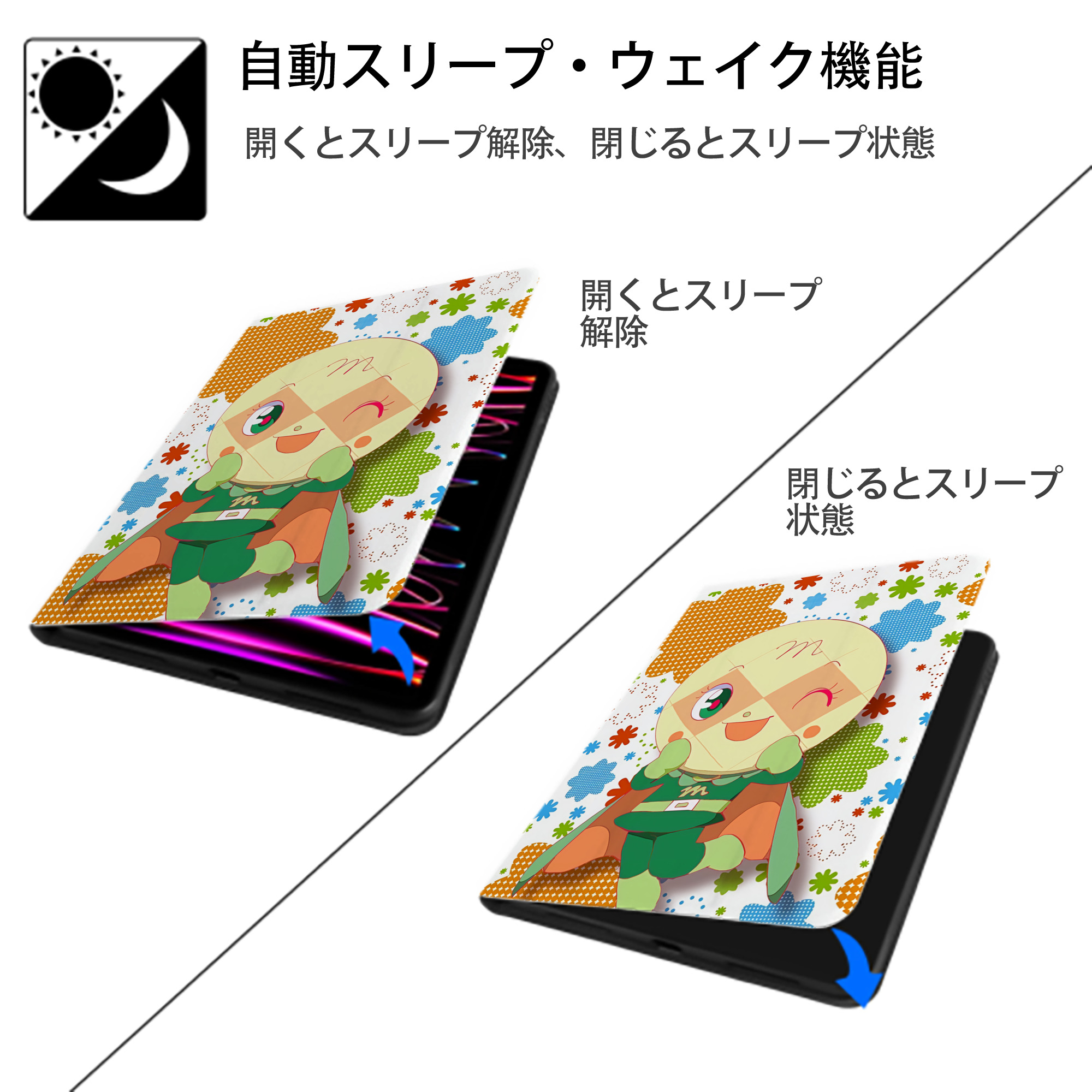 アンパンマン Anpanman IPad ケース ペン収納付き 三つ折りスタンド PUレザー×シリコン 対応機種9.5/10.5/10.9インチ